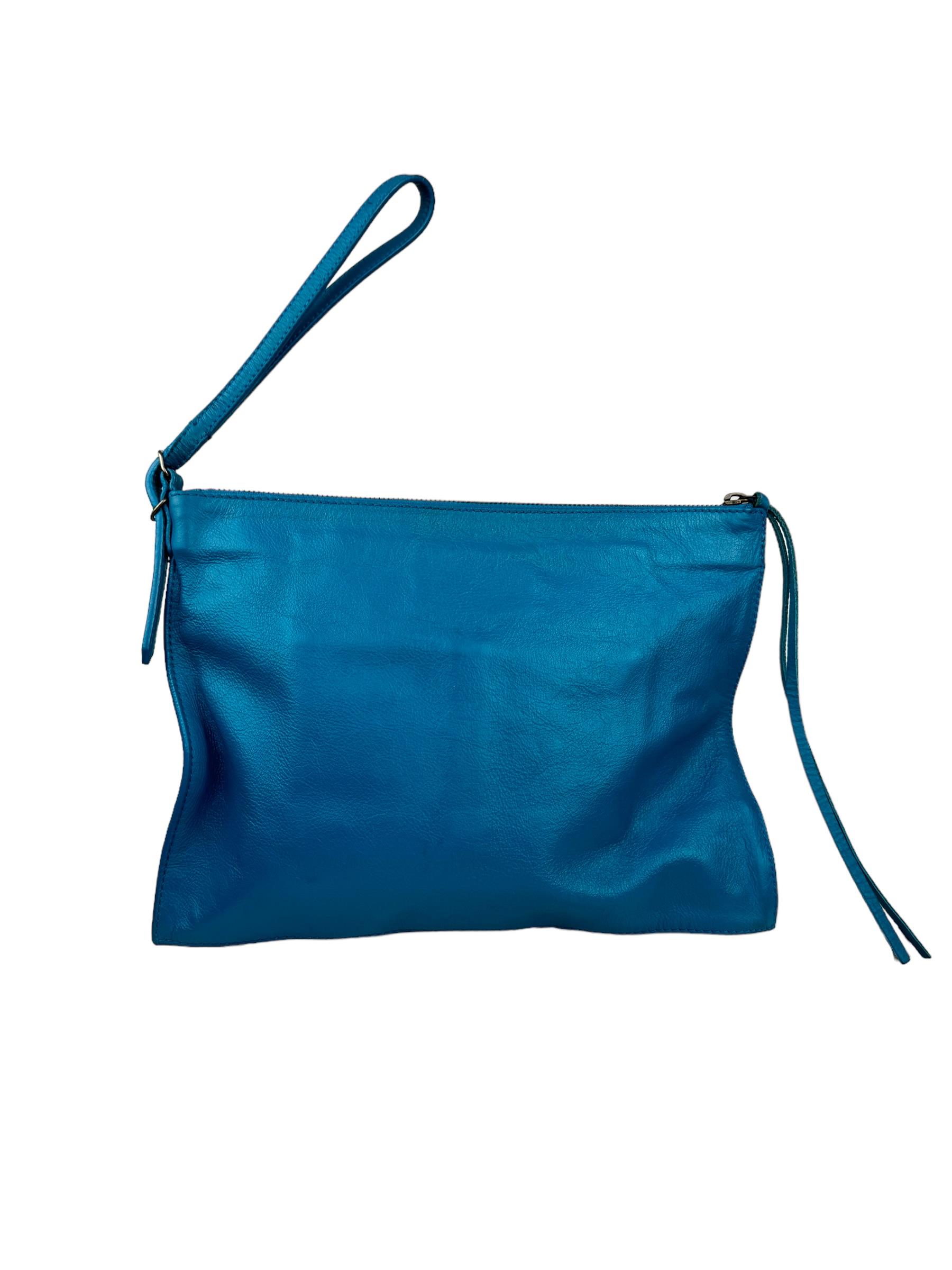 BALENCIAGA BLUE PAPIER CLUTCH BAG