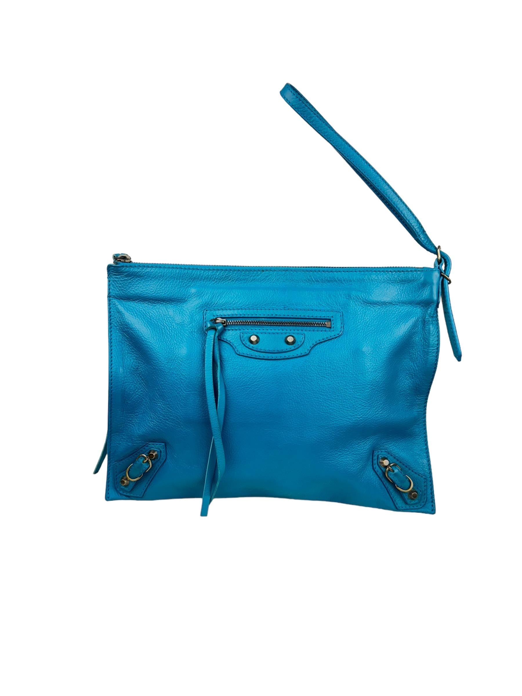 BALENCIAGA BLUE PAPIER CLUTCH BAG