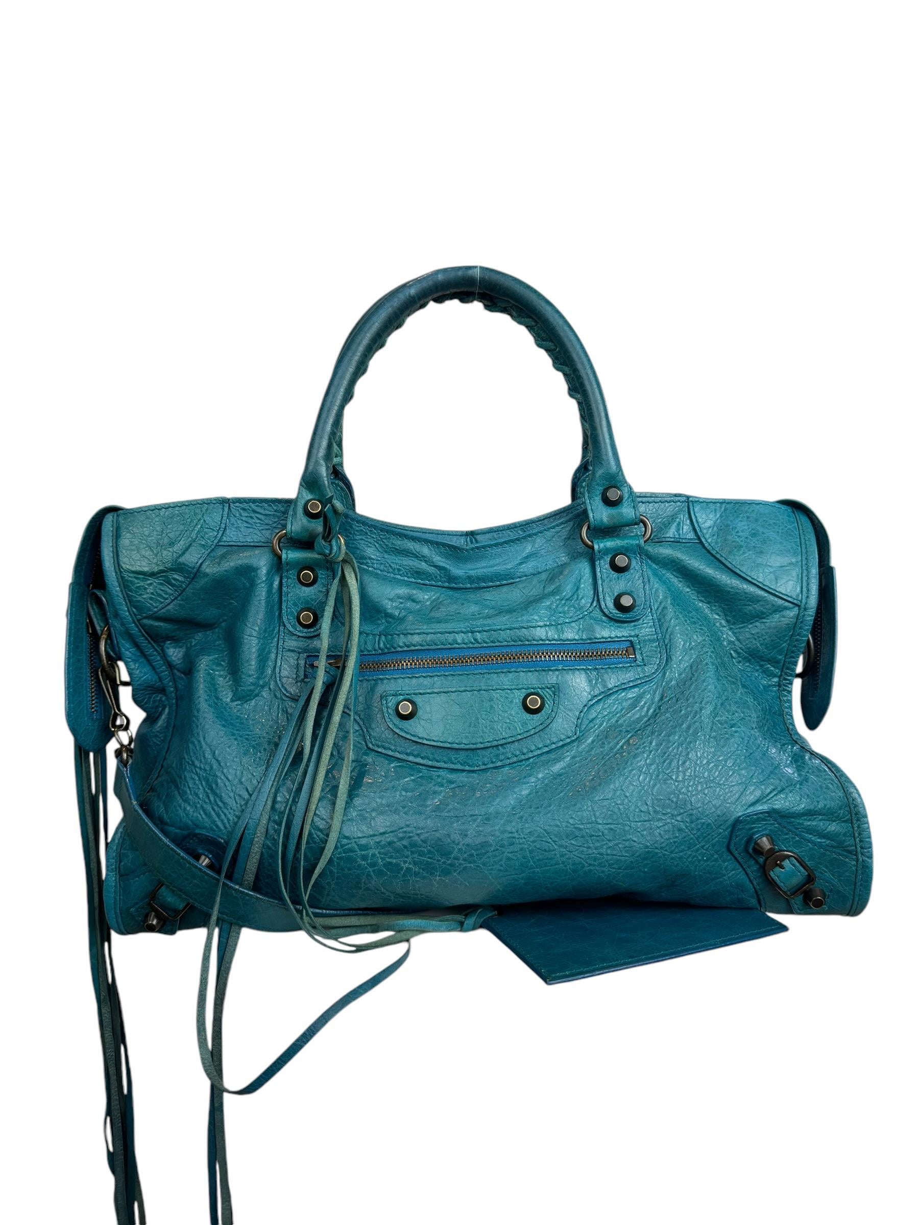 BALENCIAGA SMALL BLUE CITY BAG