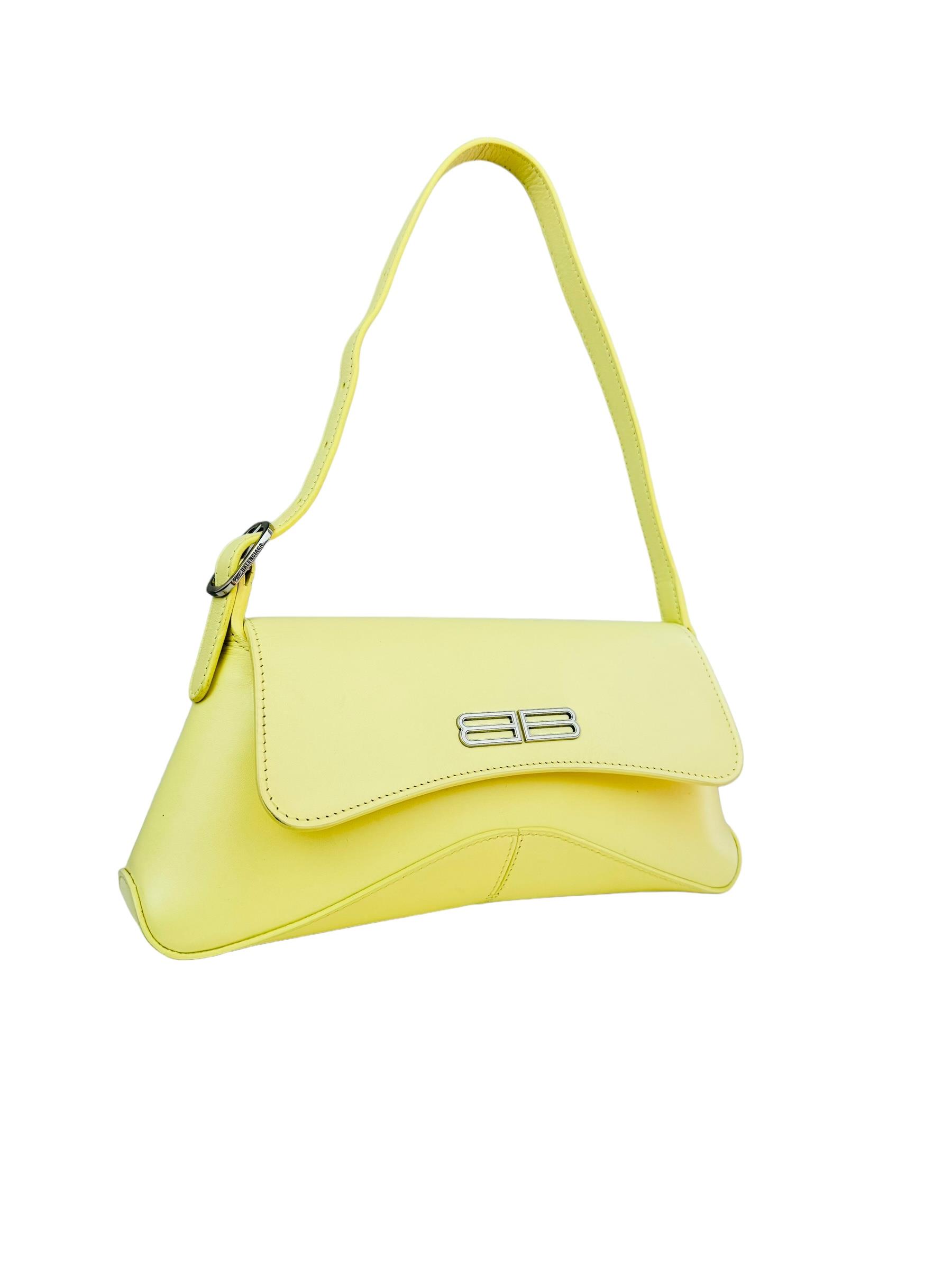 BALENCIAGA XXS PALE YELLOW FLAP ASKILI OMUZ ÇANTASI