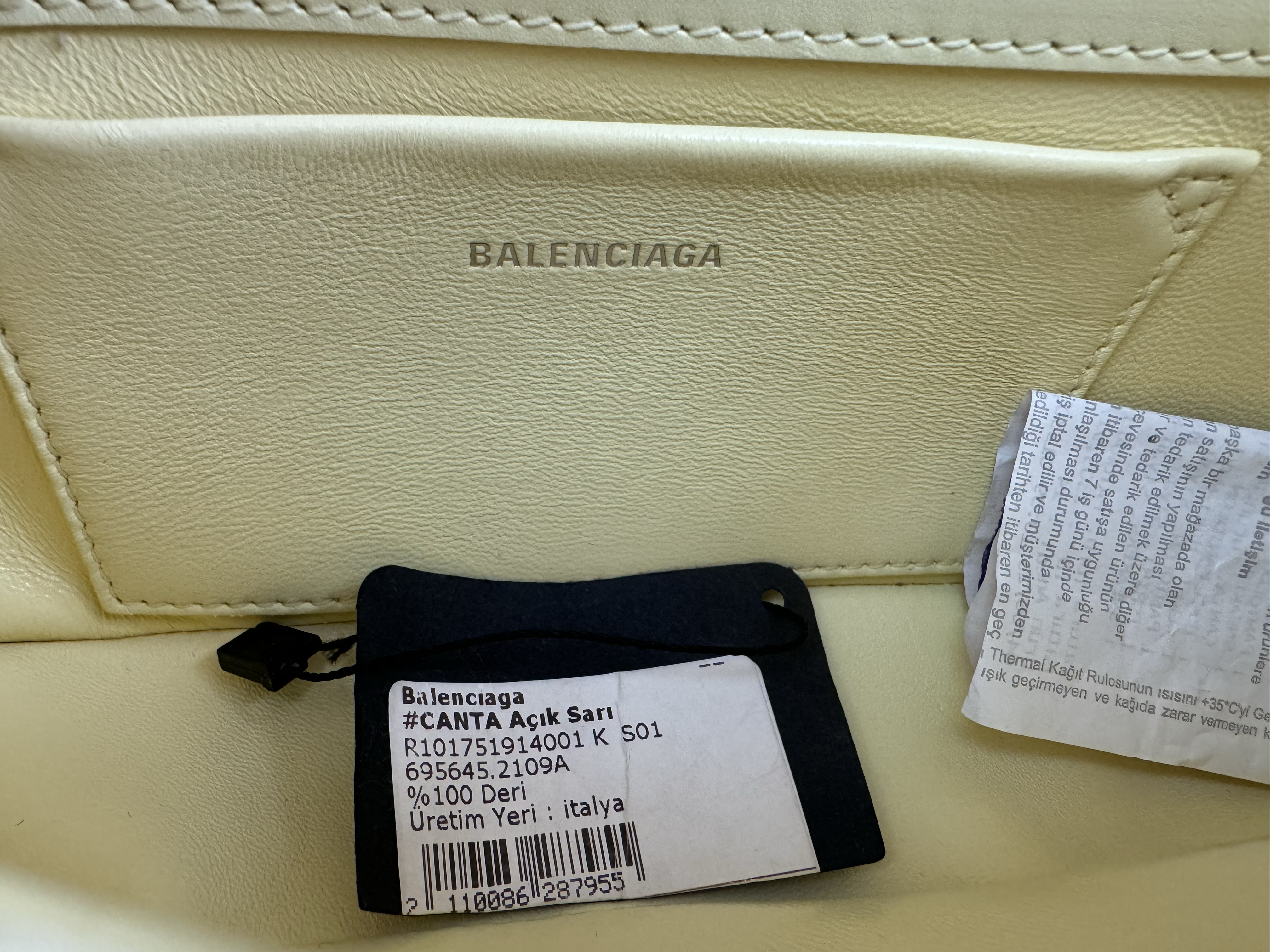 BALENCIAGA XXS PALE YELLOW FLAP ASKILI OMUZ ÇANTASI