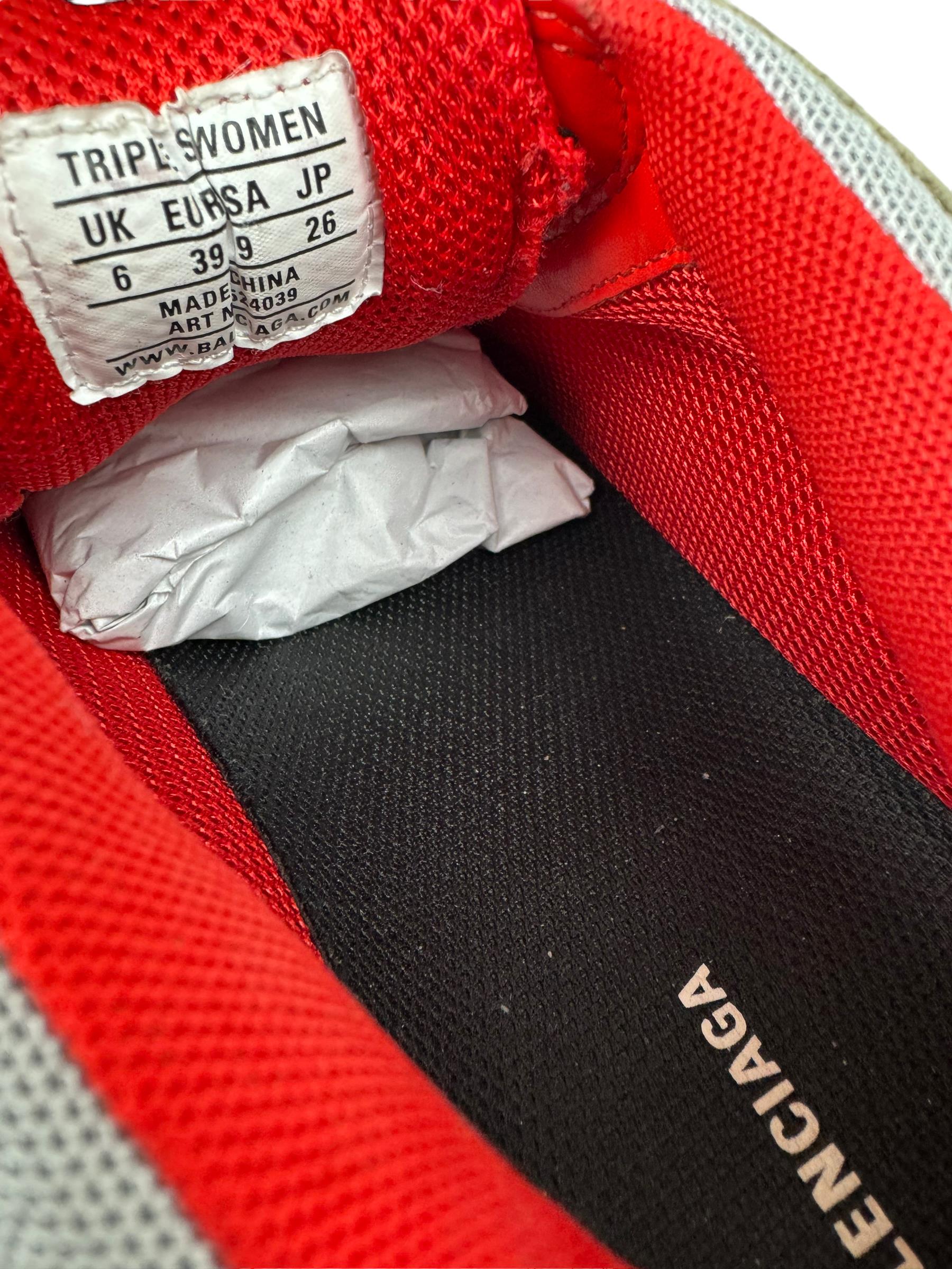 BALENCIGA GREY&RED TRIPLE S SNEAKERS 