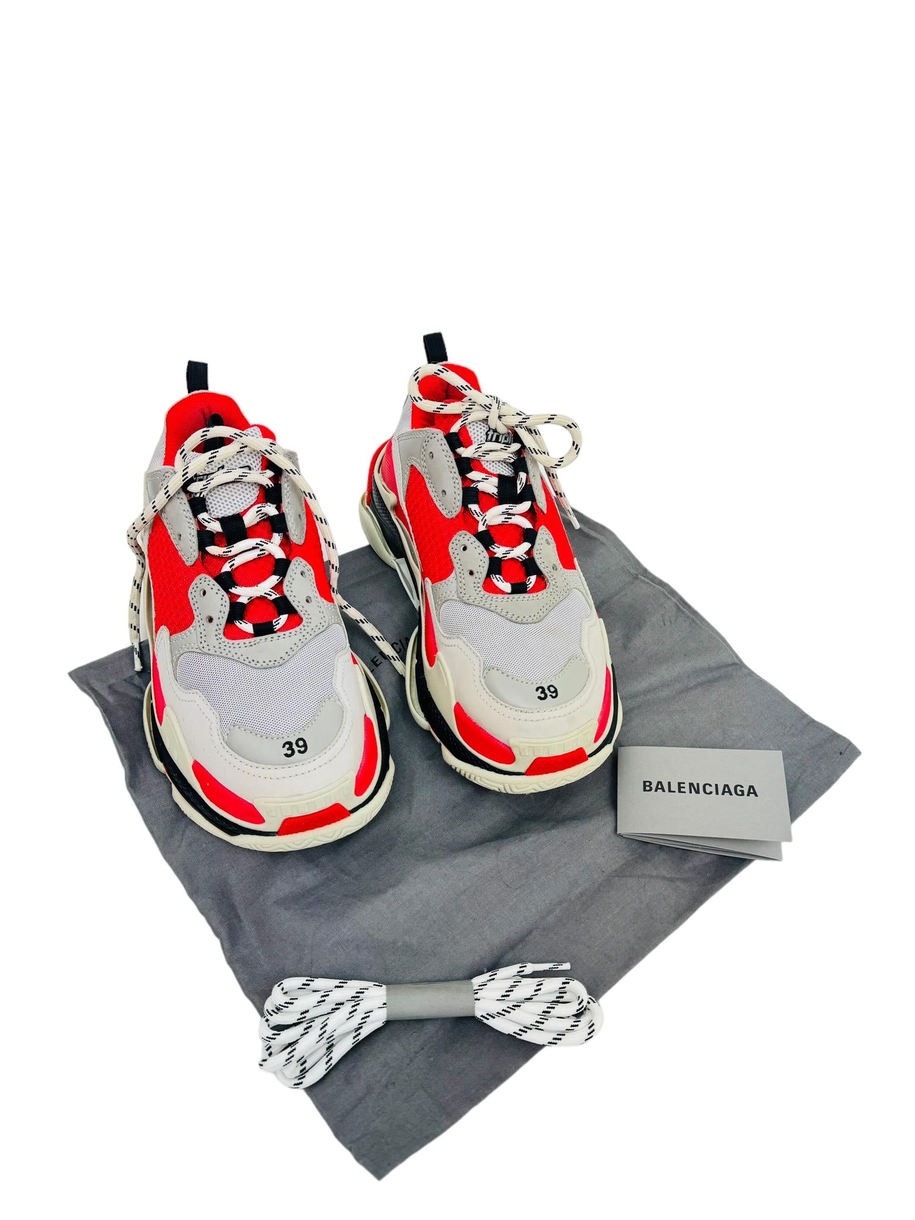 BALENCIGA GREY&RED TRIPLE S SNEAKERS 