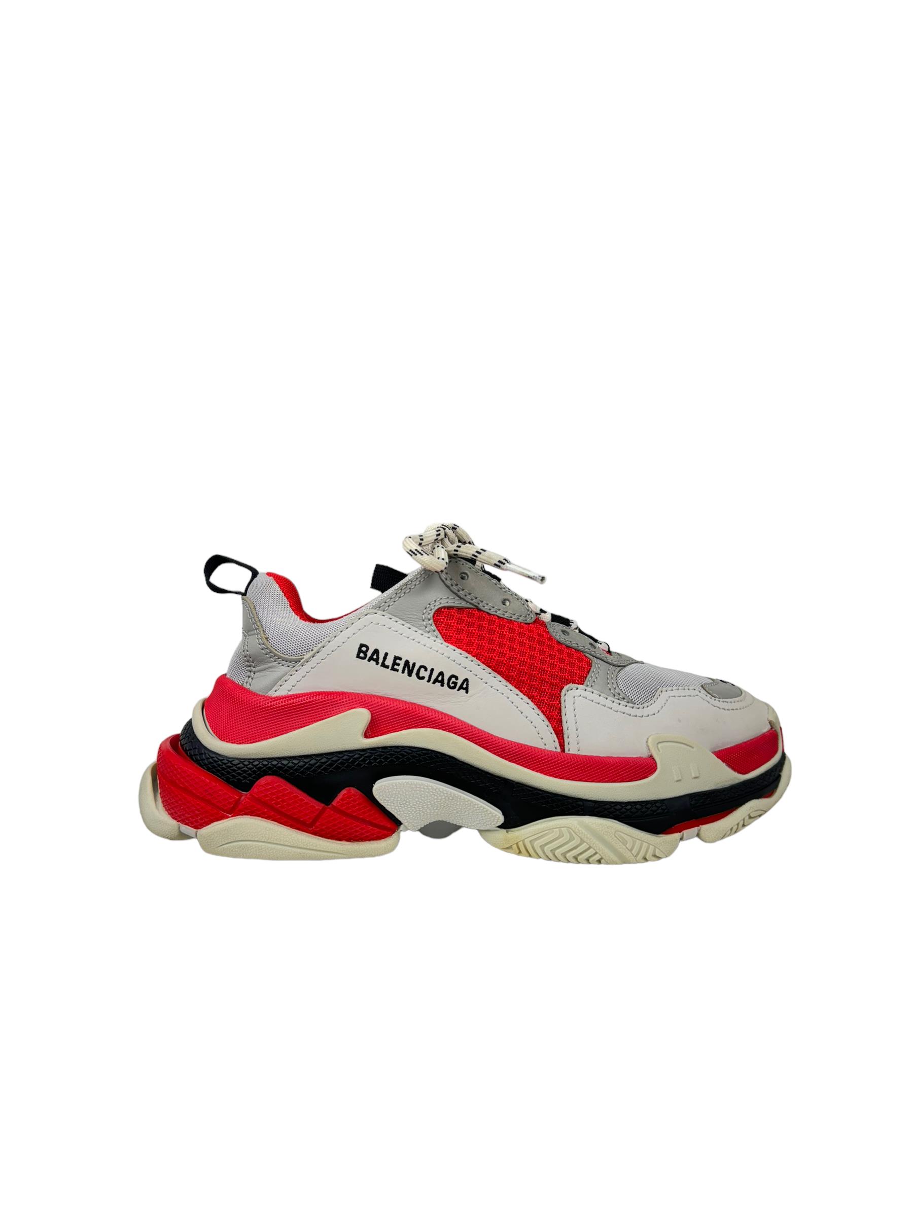 BALENCIGA GREY&RED TRIPLE S SNEAKERS 