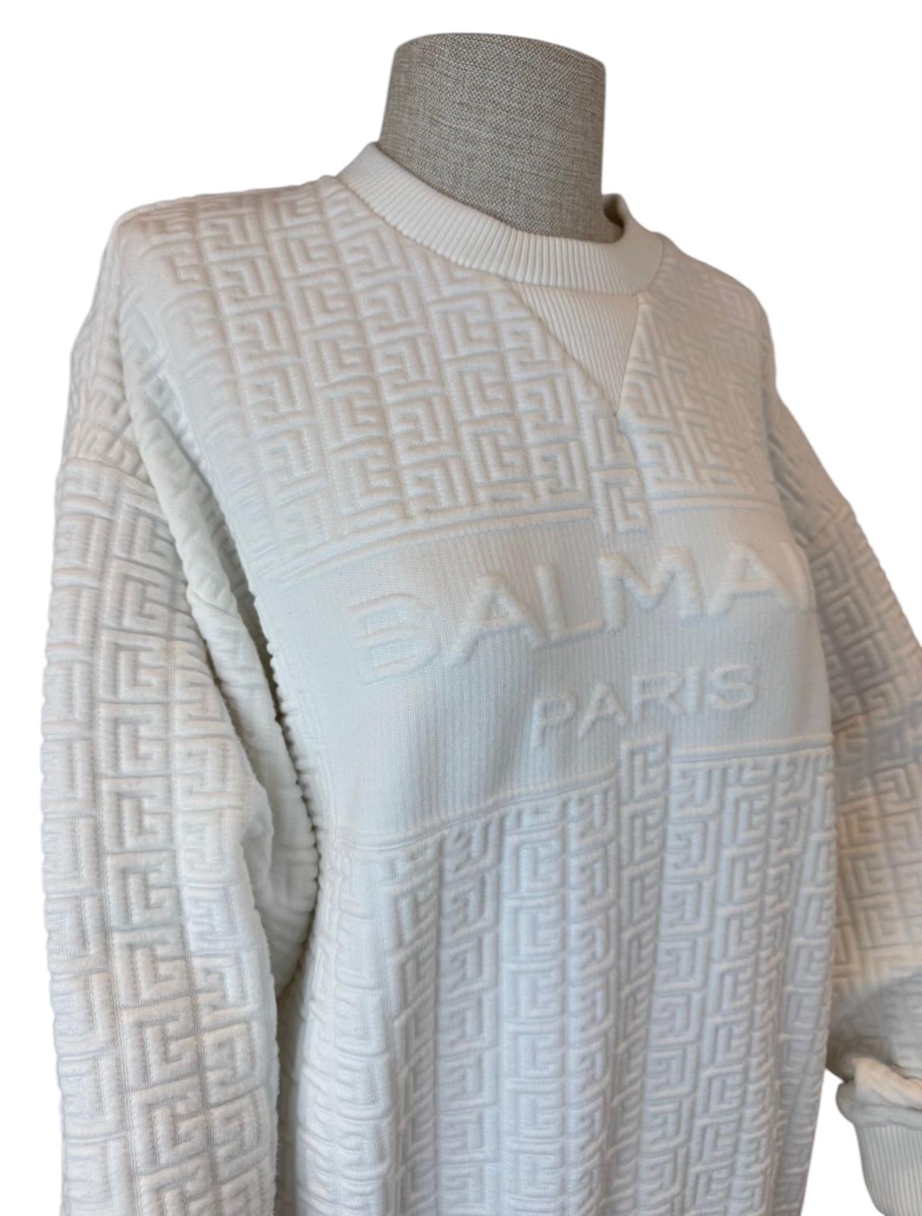 BALMAIN WHITE LOGO SWEATSHIRT