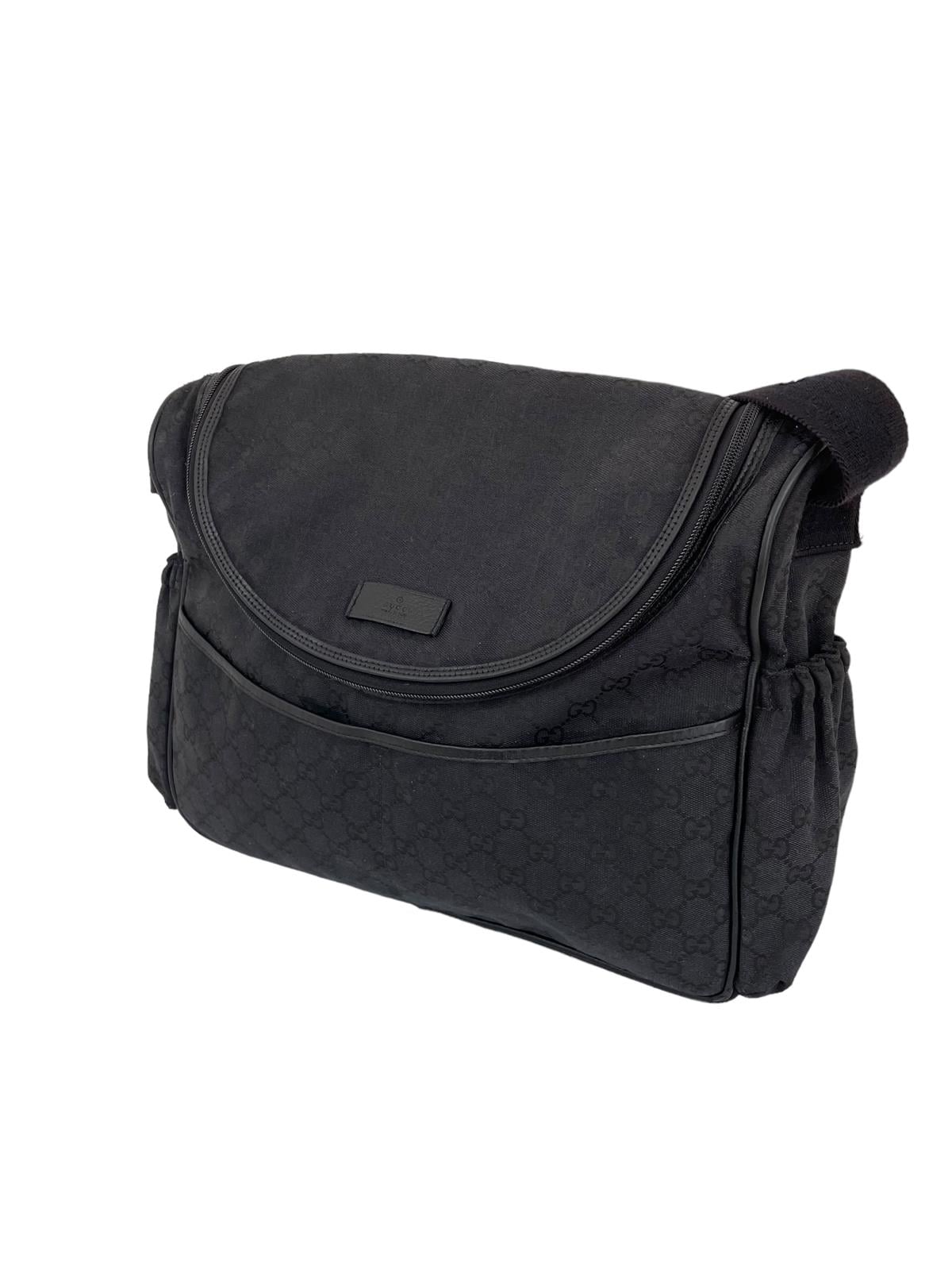 BLACK GG LOGO DIAPER BAG