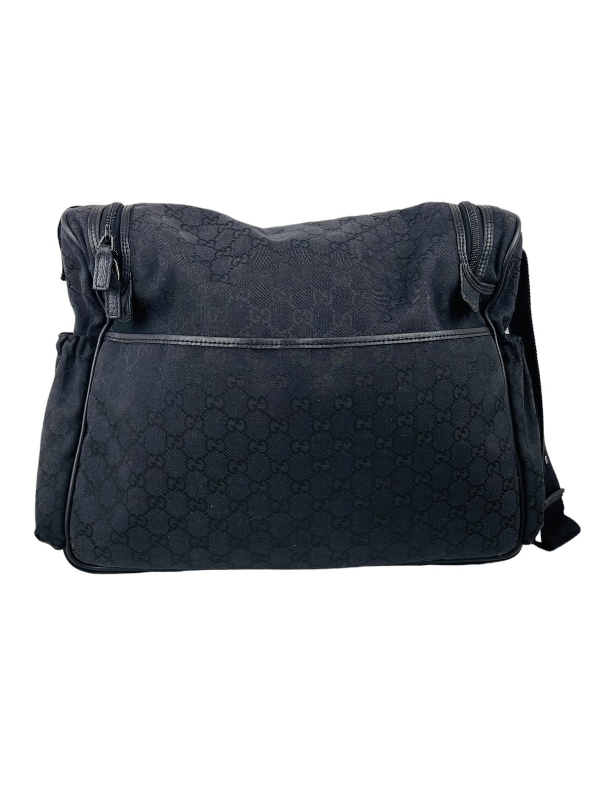BLACK GG LOGO DIAPER BAG