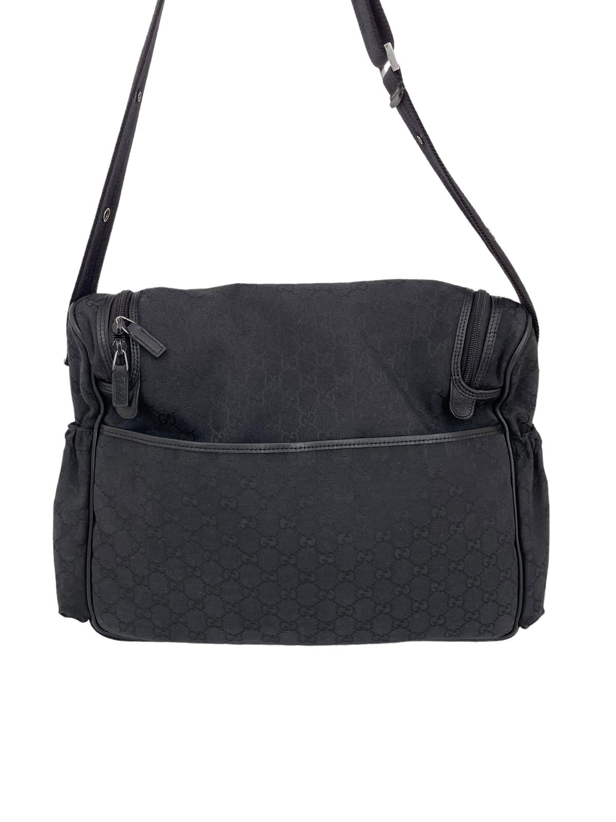 BLACK GG LOGO DIAPER BAG
