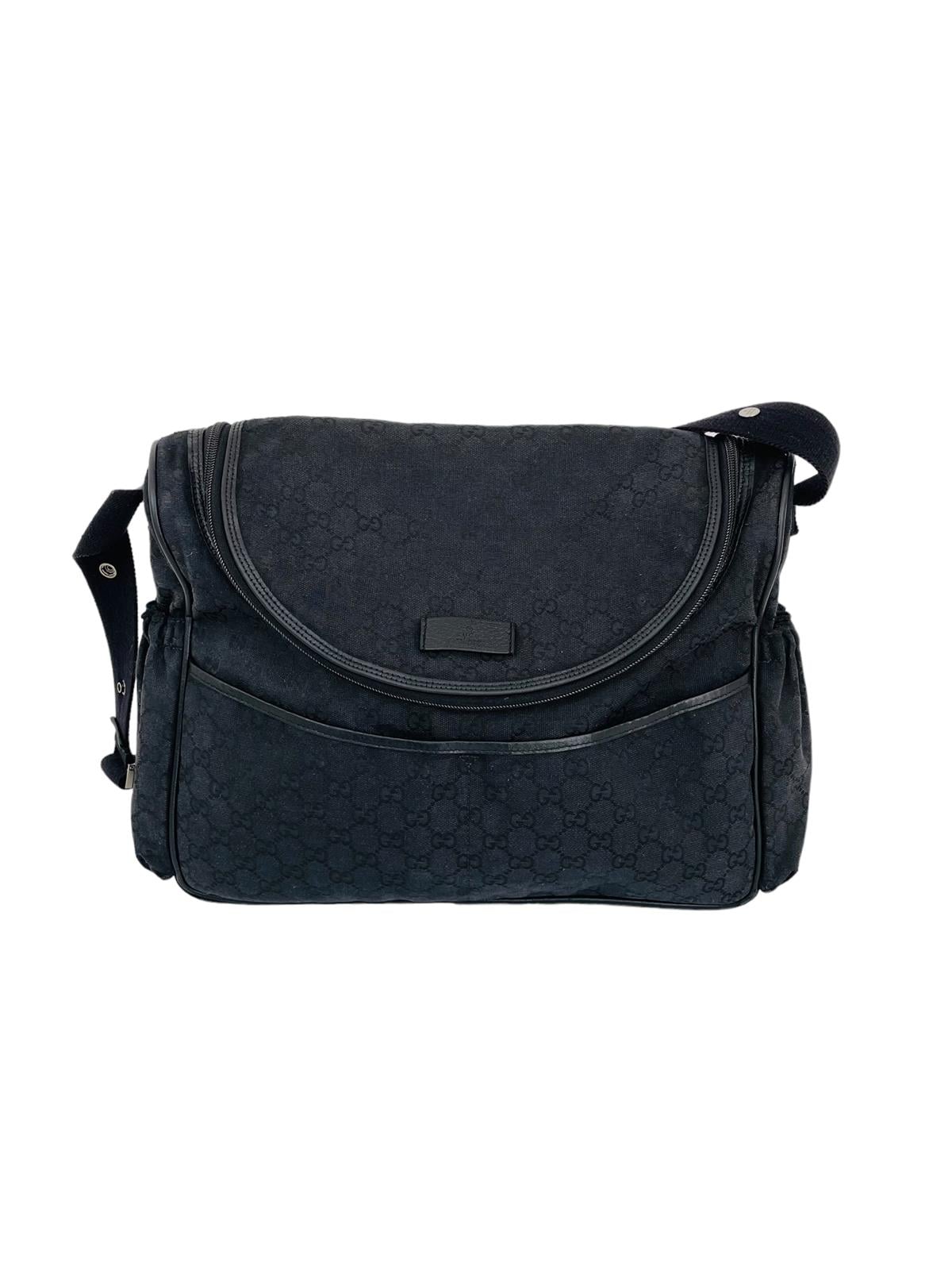 BLACK GG LOGO DIAPER BAG