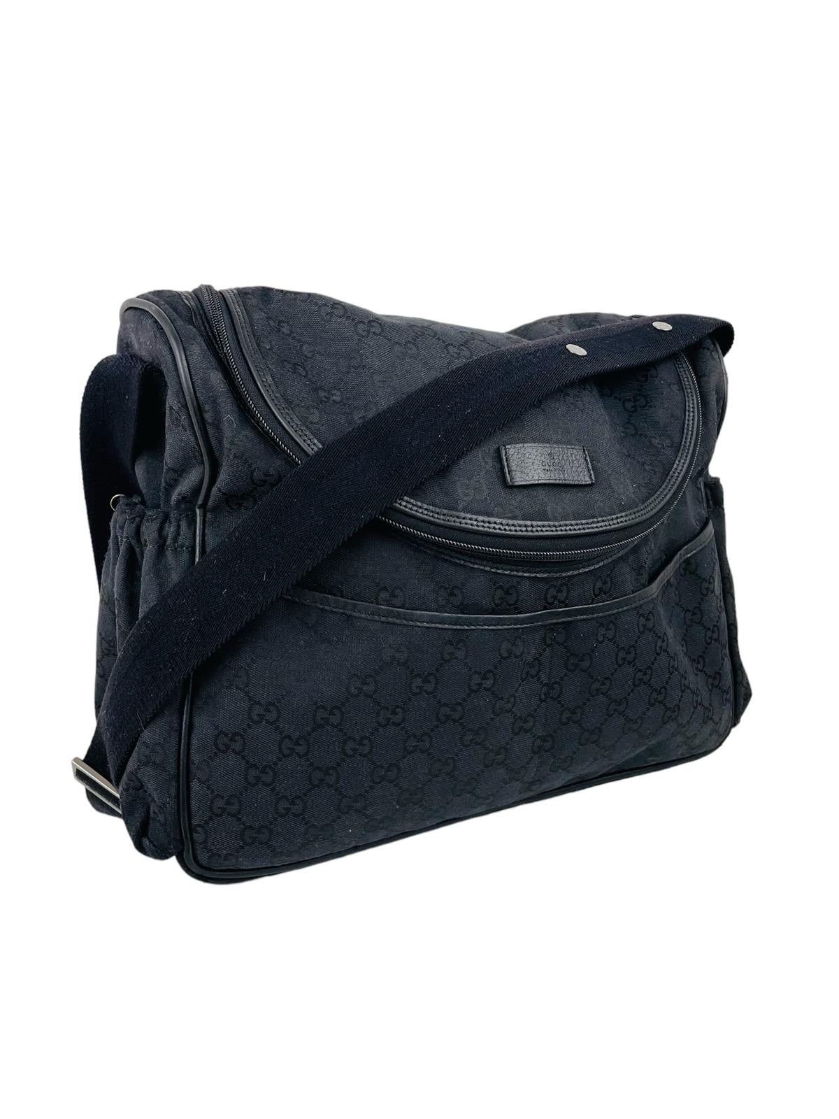 BLACK GG LOGO DIAPER BAG