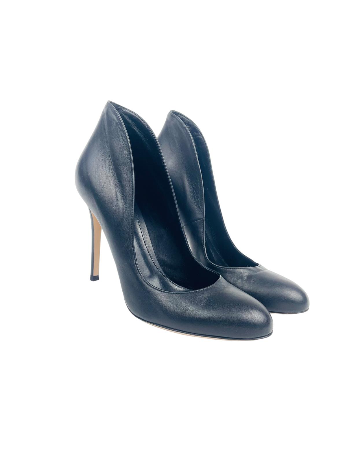 BLACK LEATHER HEELS