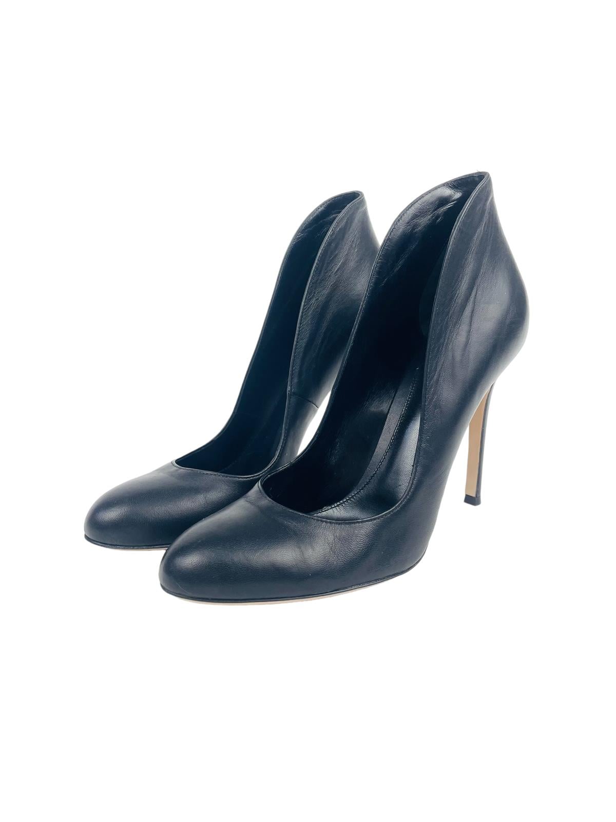 BLACK LEATHER HEELS
