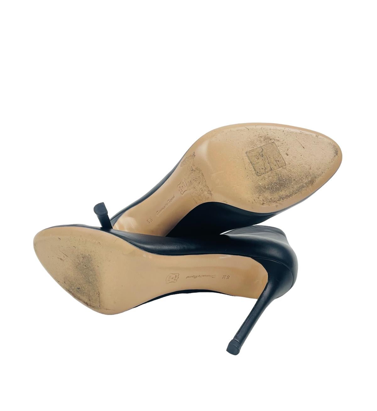 BLACK LEATHER HEELS