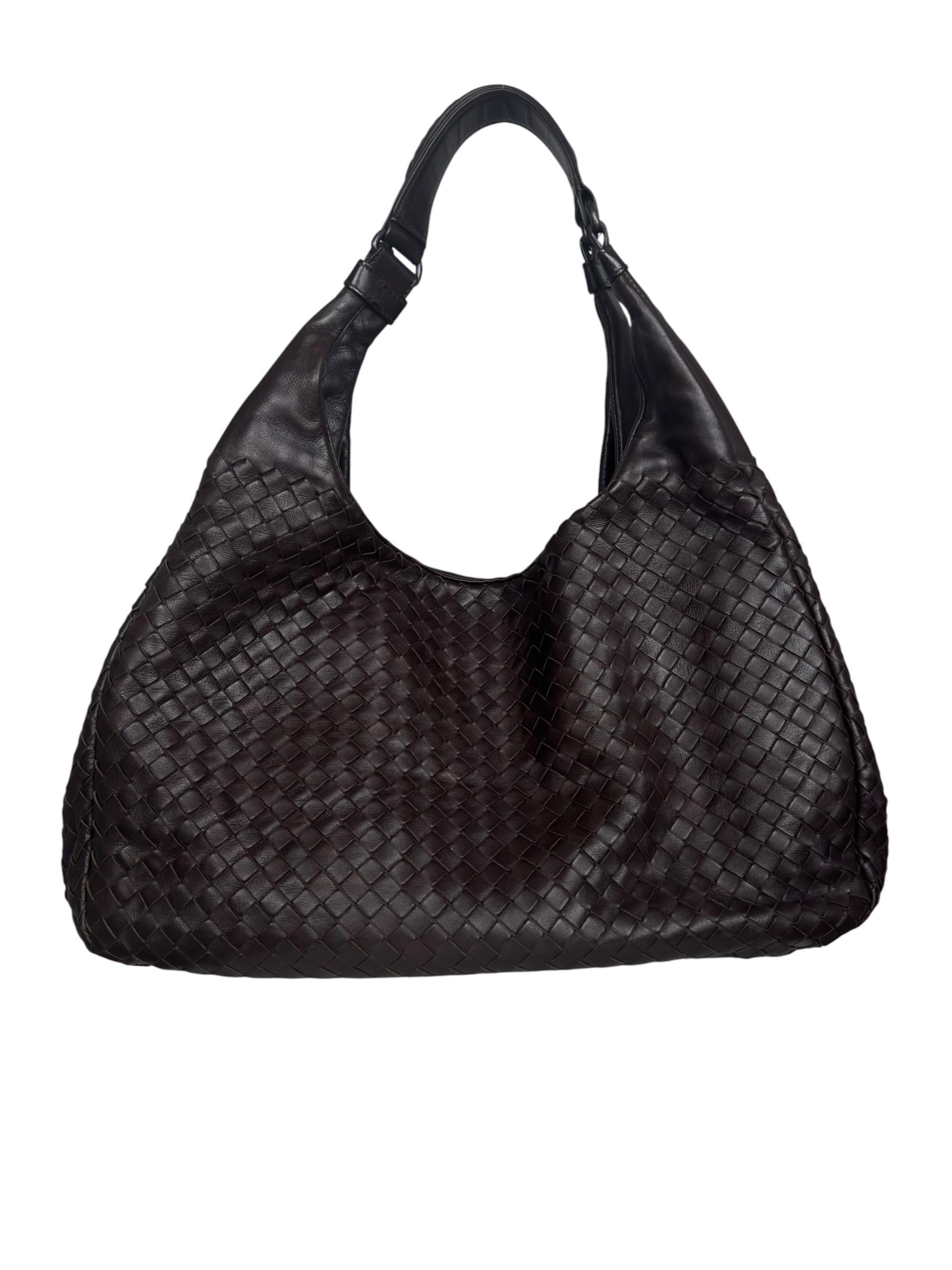 BOTTEGA VENETA DARK BROWN INTRECCIATO HOBO BAG