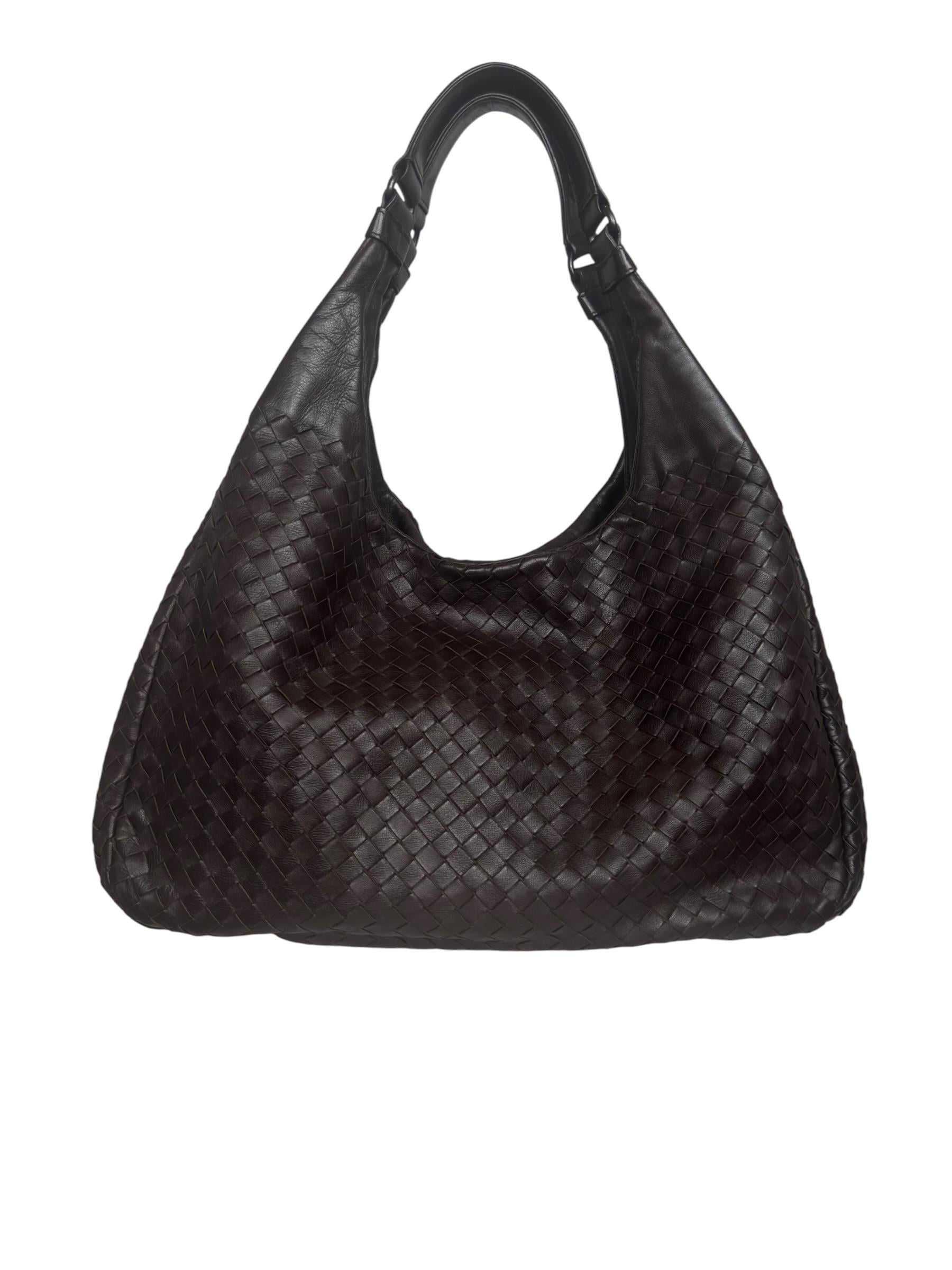 BOTTEGA VENETA DARK BROWN INTRECCIATO HOBO BAG