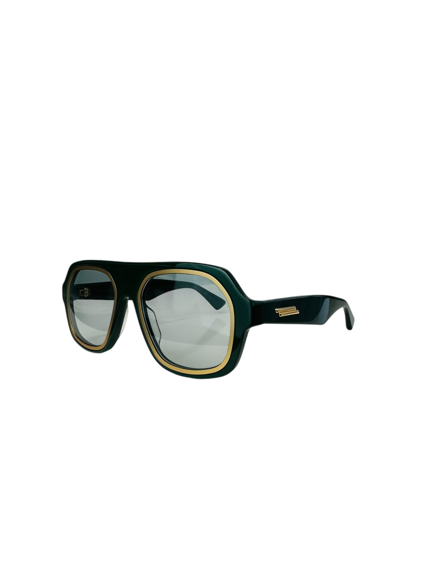 BOTTEGA VENETA DUCK GREEN SUNGLASSES