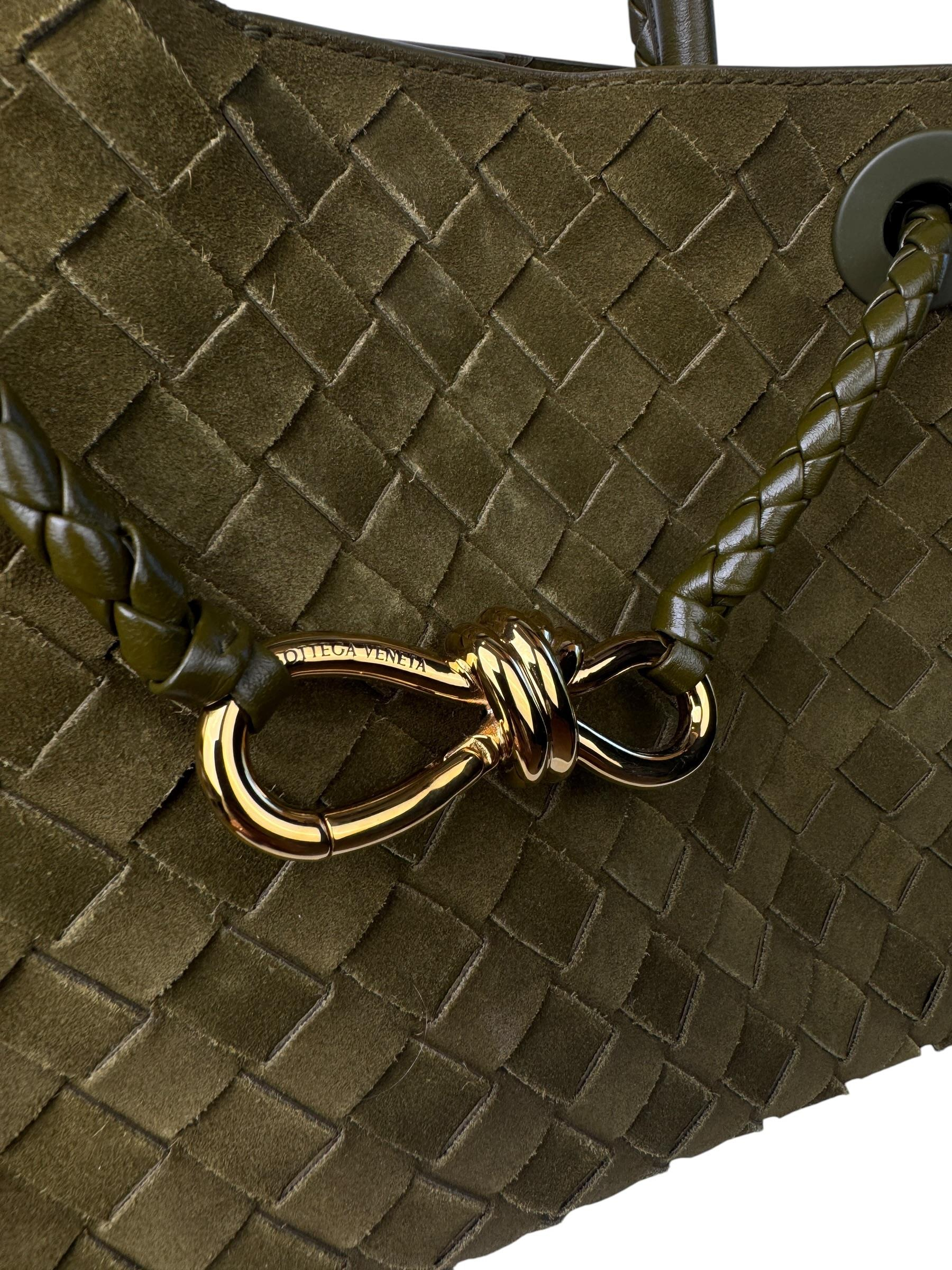 BOTTEGA VENETA KHAKI SUEDE SMALL ANDIAMO BAG