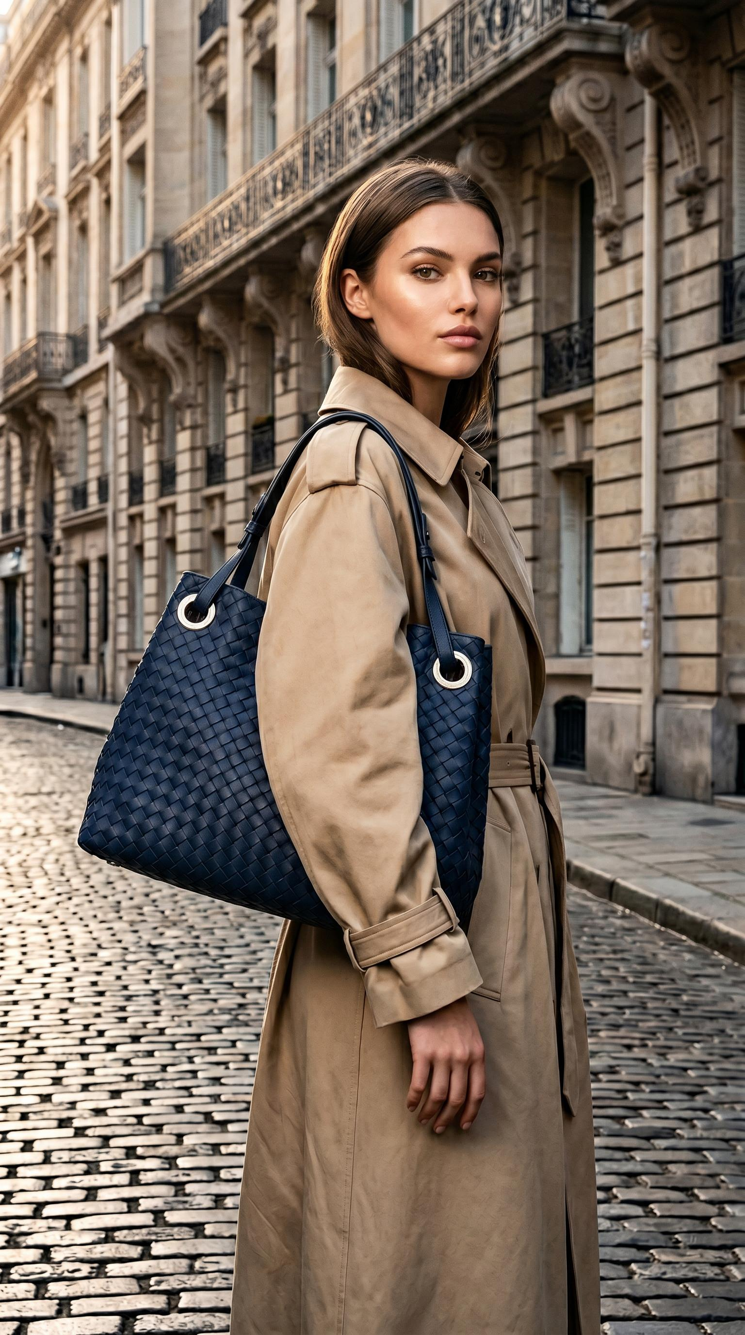 BOTTEGA VENETA NAVY INTRECCIATO HOBO BAG