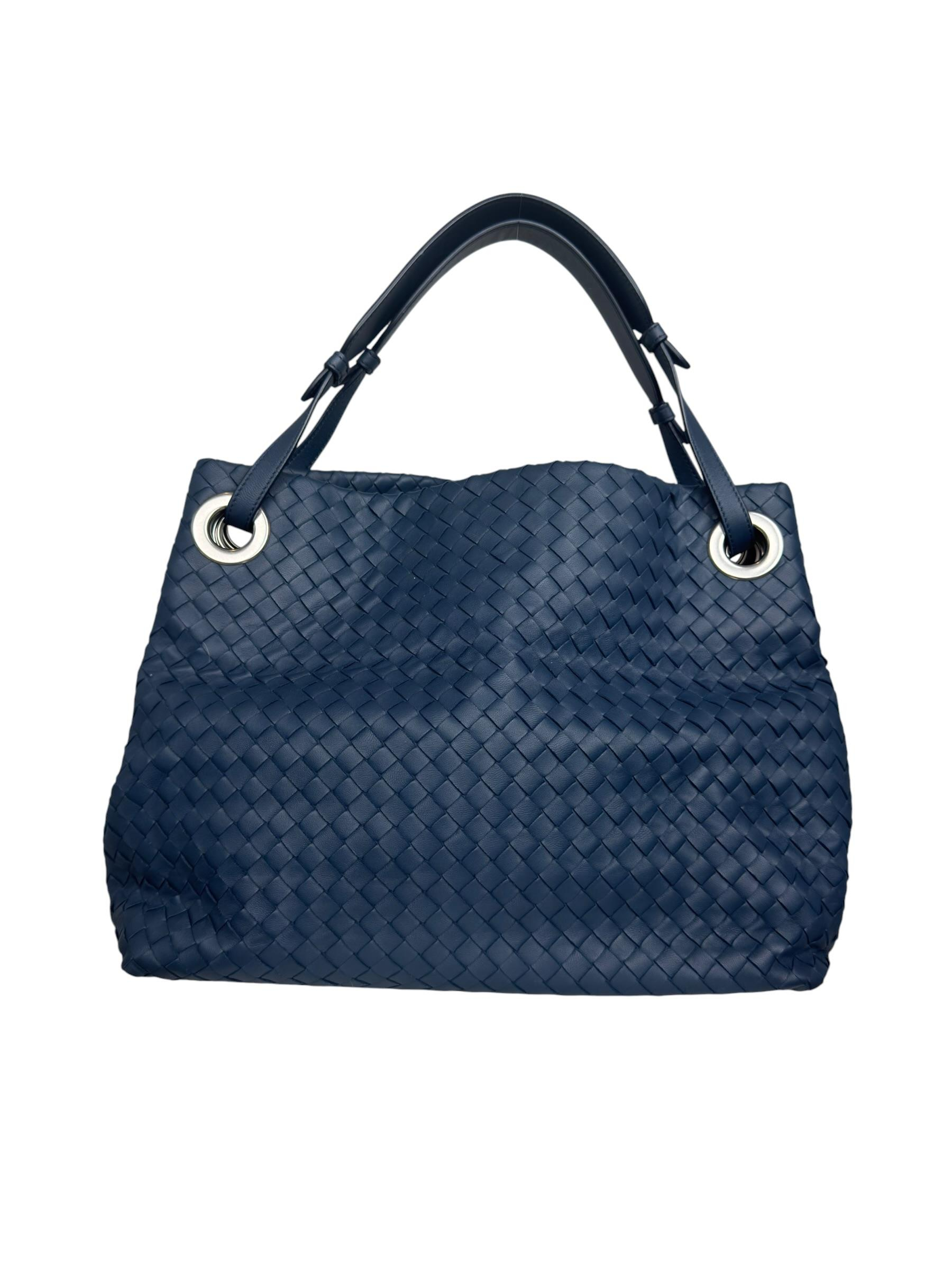 BOTTEGA VENETA NAVY INTRECCIATO HOBO BAG