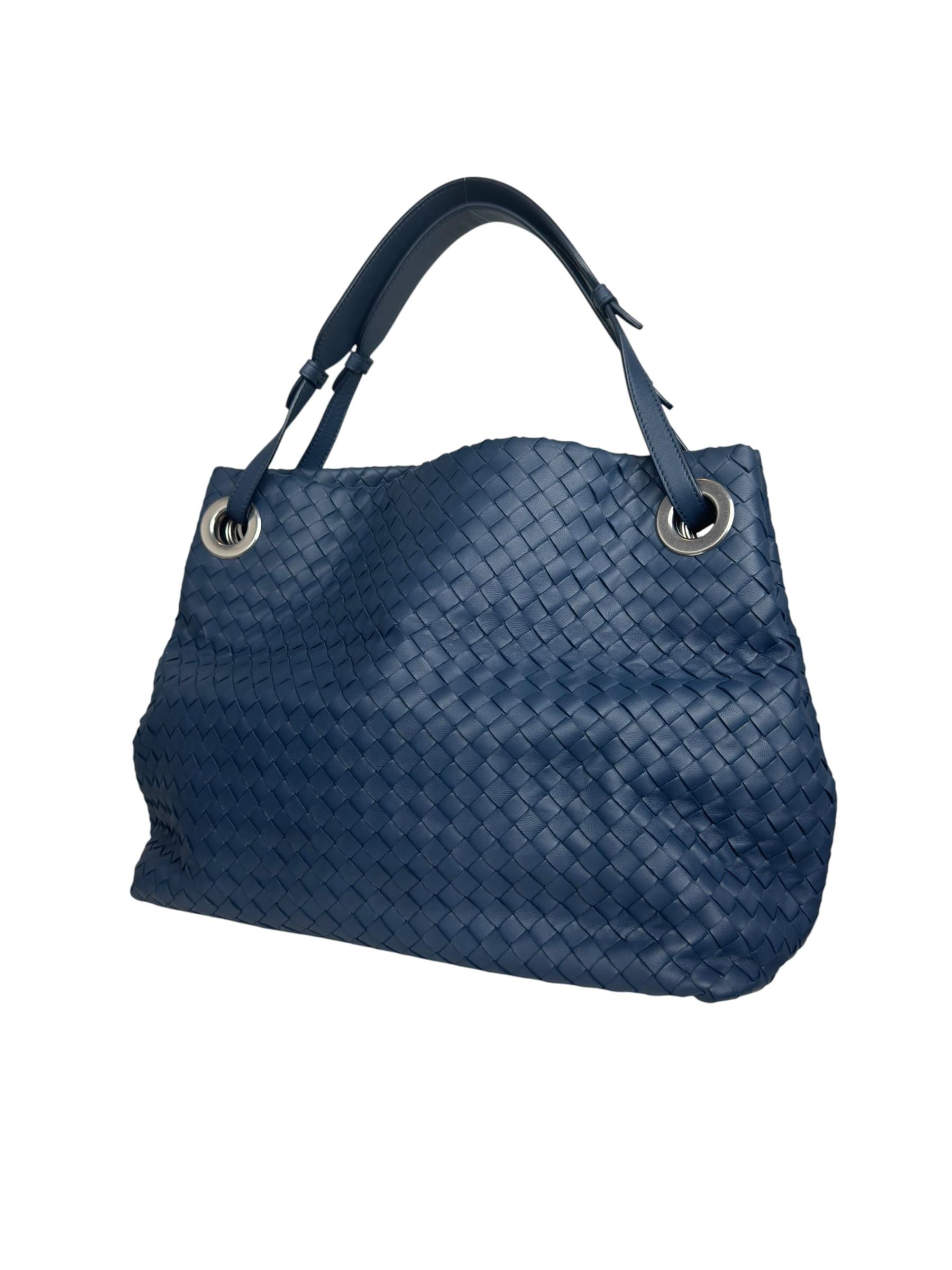 BOTTEGA VENETA NAVY INTRECCIATO HOBO BAG