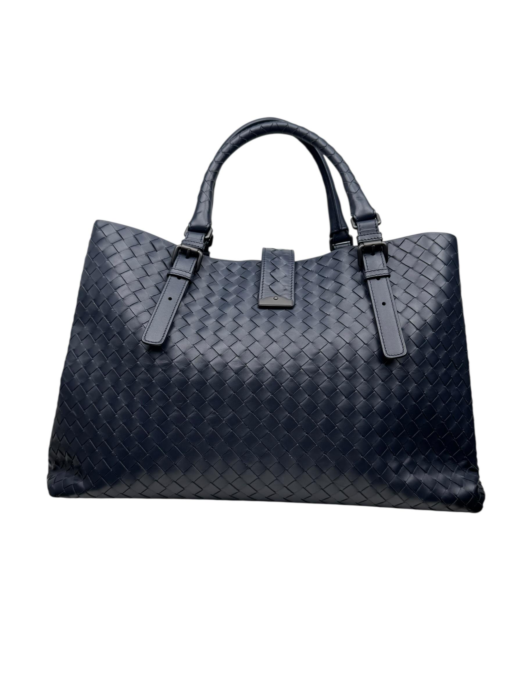 BOTTEGA VENETA NAVY INTRECIATTO TOTE BAG
