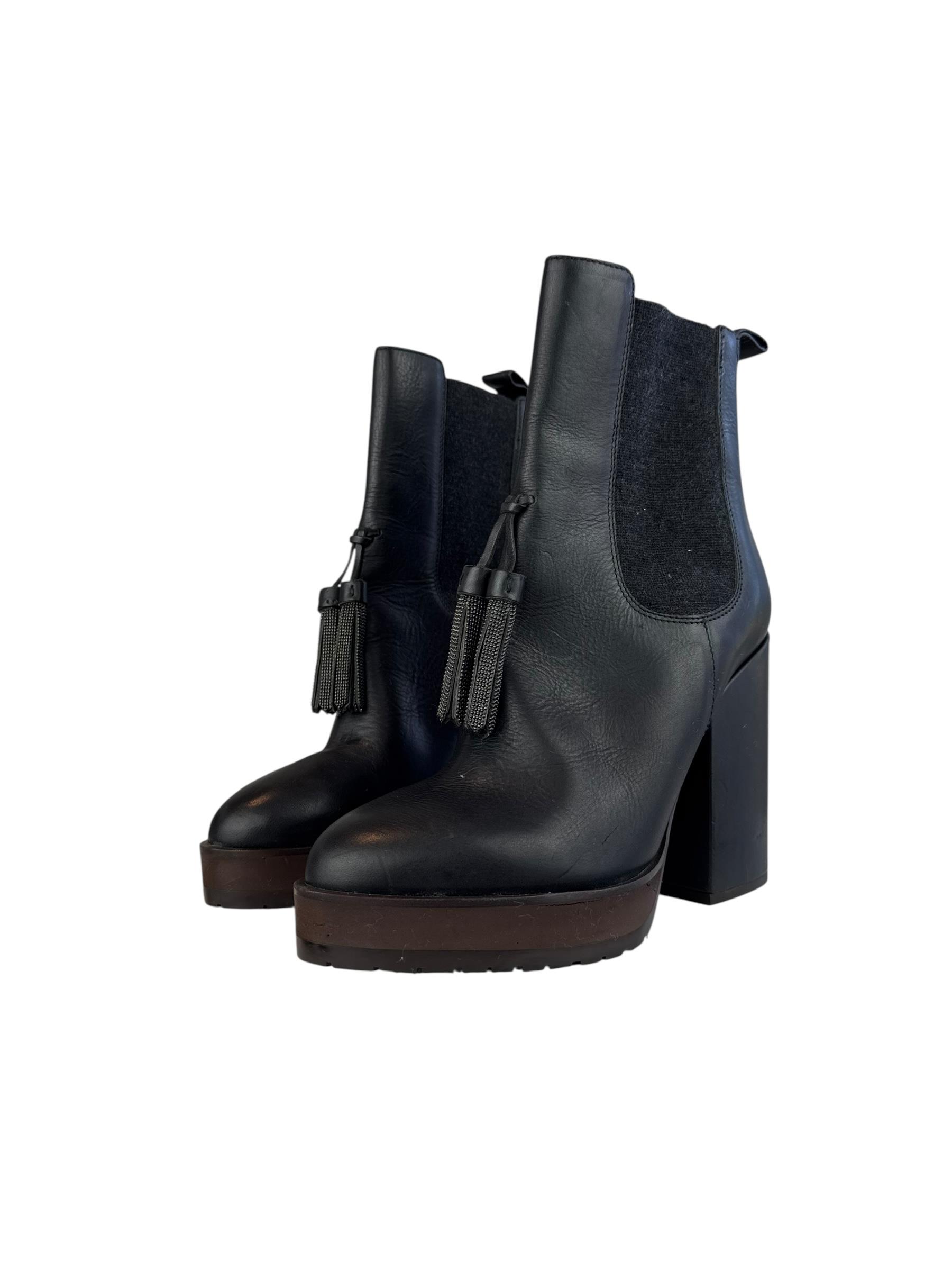 BRUNELLO CUCINELLI BLACK LEATHER BOOTS