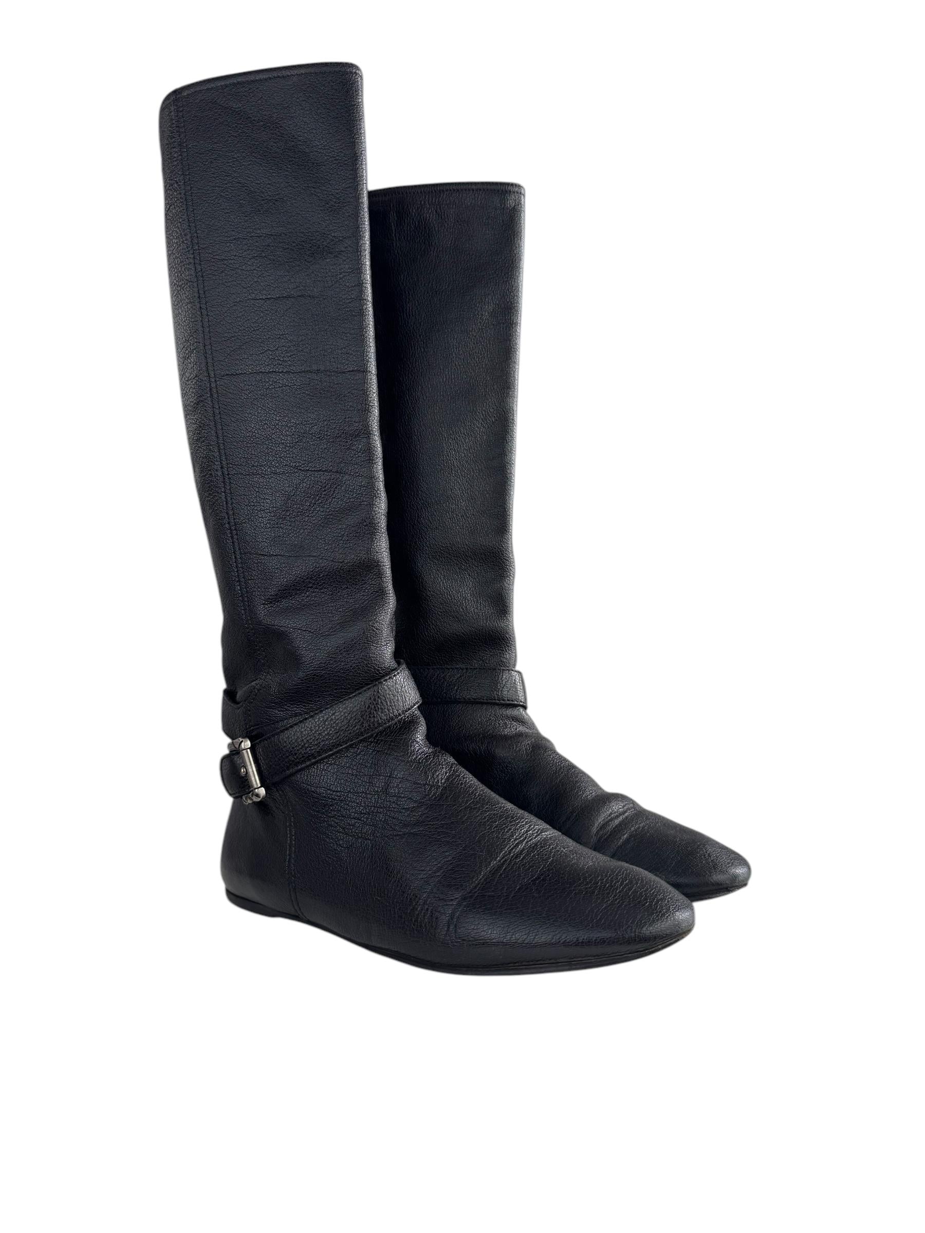 BURBERRY BLACK LEATHER BOOTS