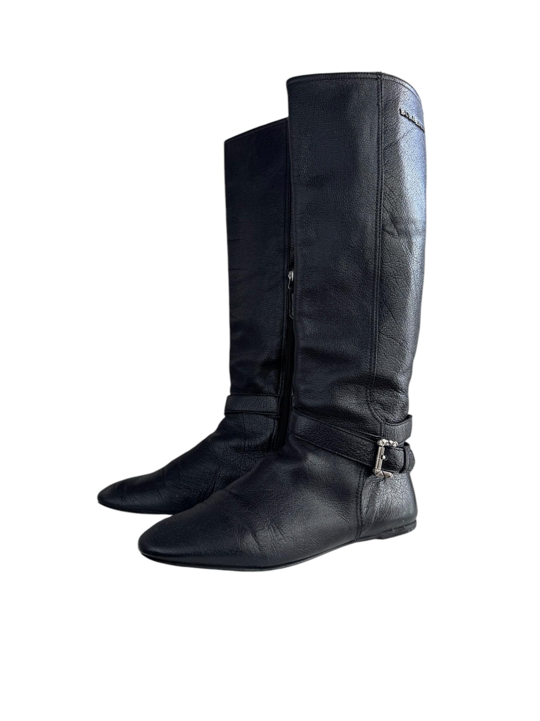 BURBERRY BLACK LEATHER BOOTS