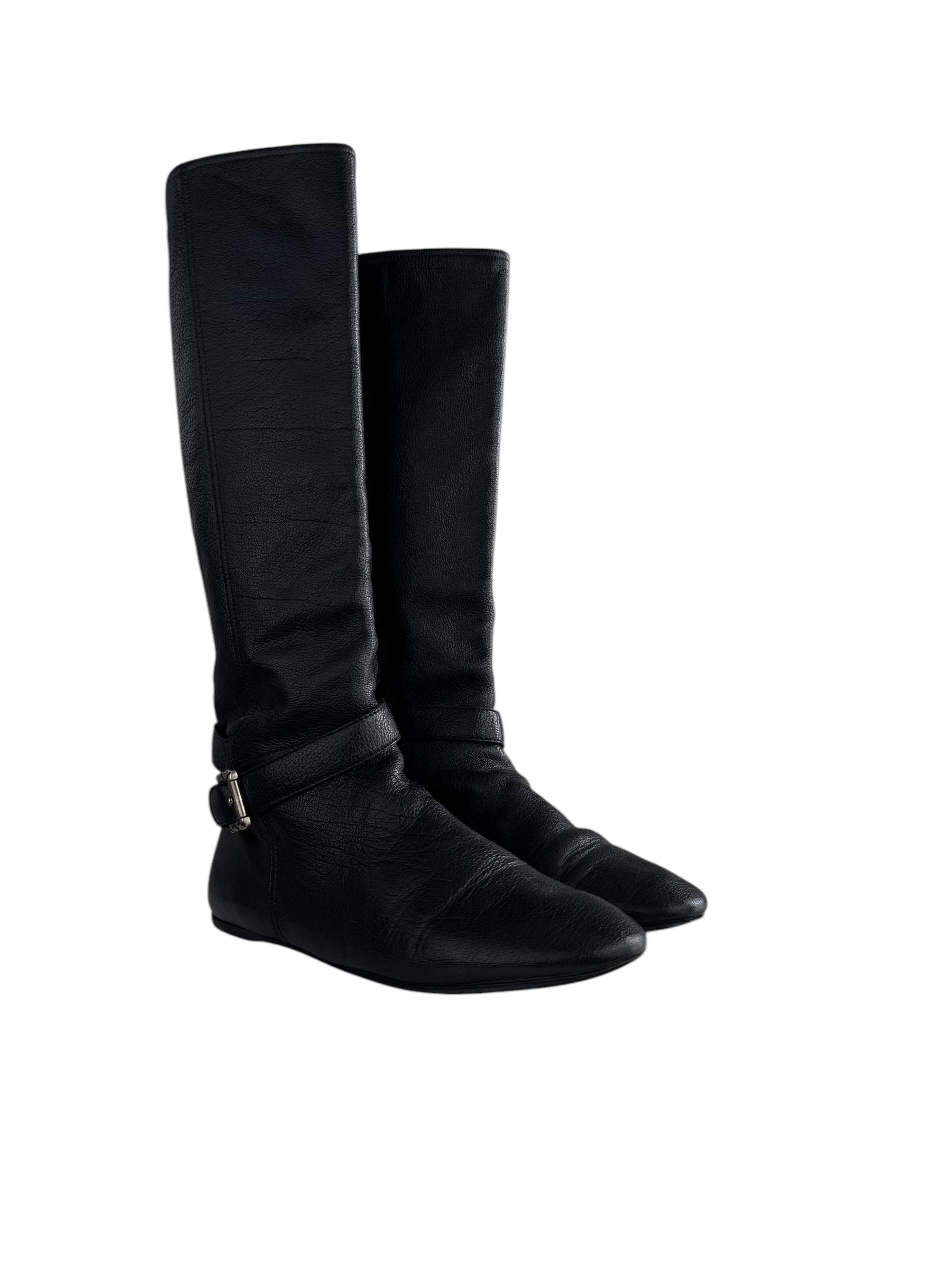 BURBERRY BLACK LEATHER BOOTS