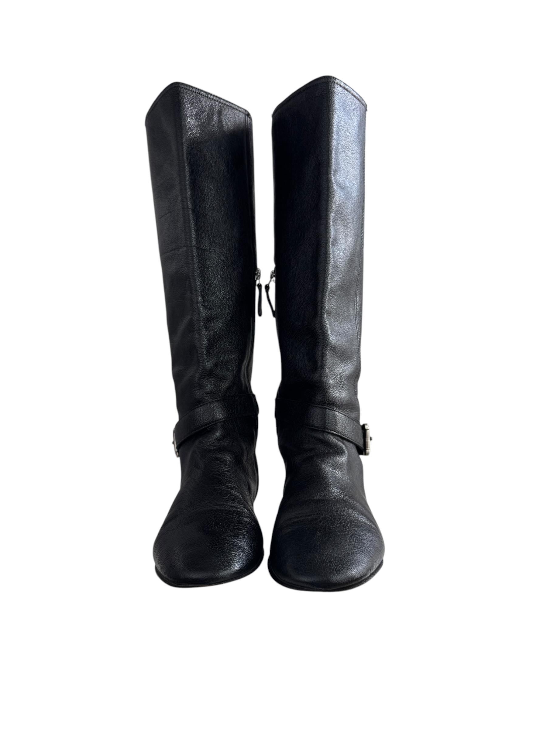 BURBERRY BLACK LEATHER BOOTS