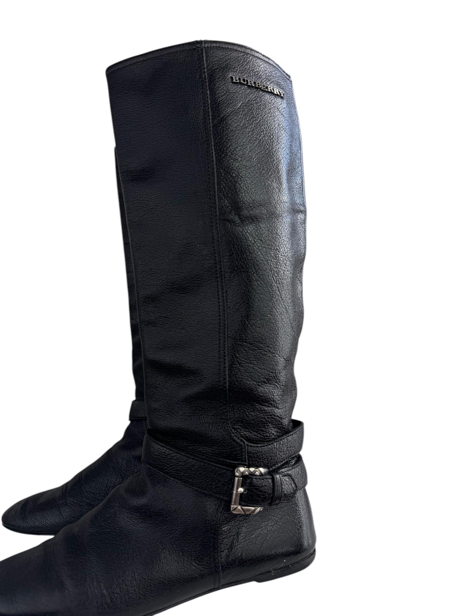 BURBERRY BLACK LEATHER BOOTS