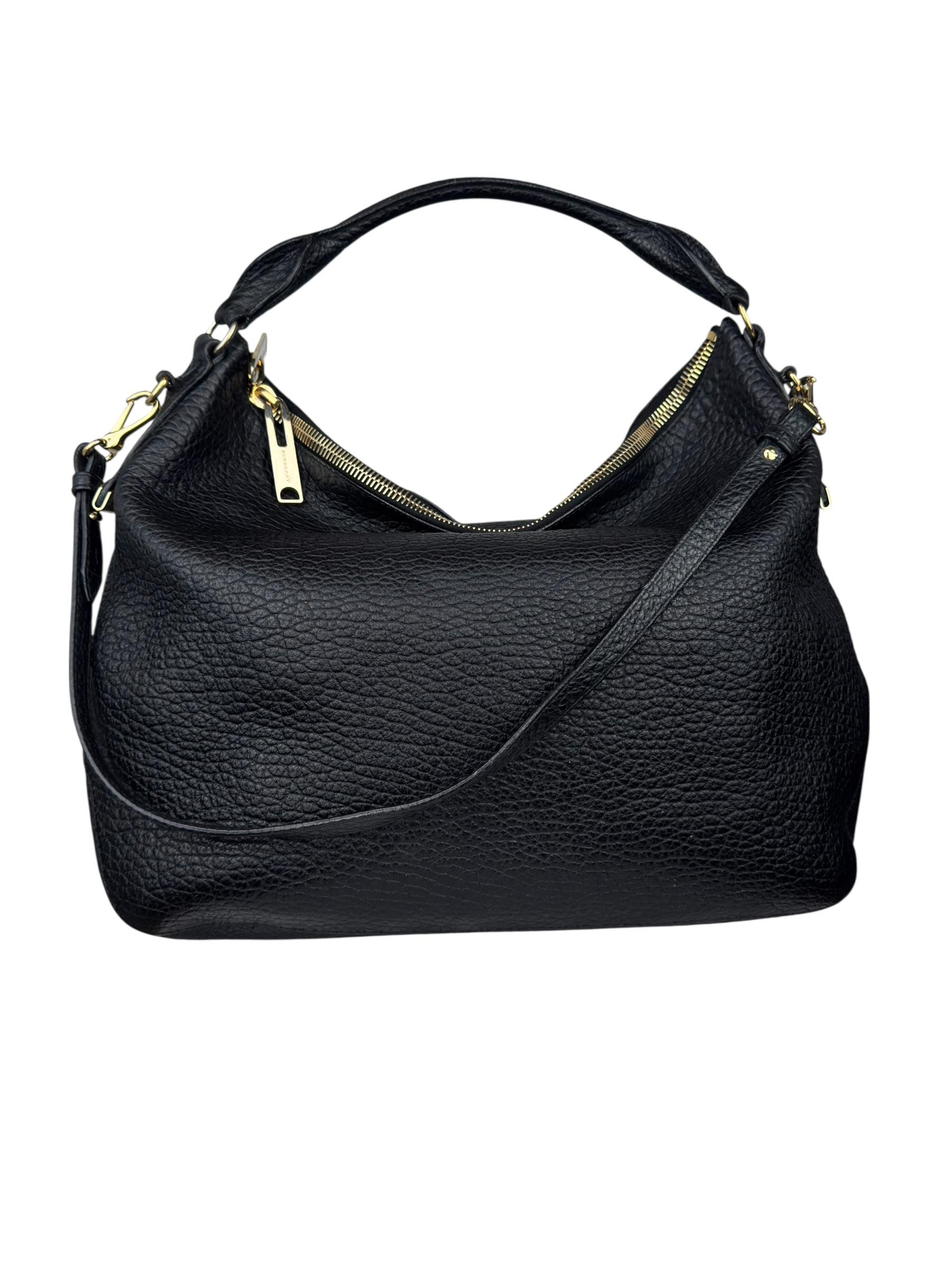 BURBERRY BLACK LEATHER TOTE BAG