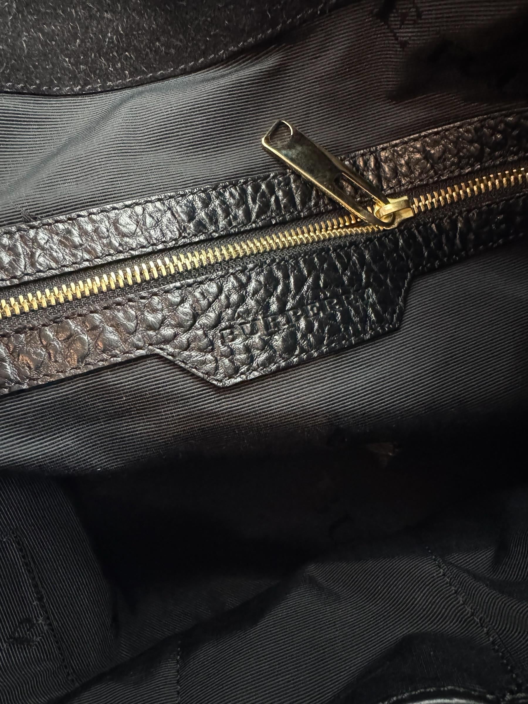 BURBERRY BLACK LEATHER TOTE BAG