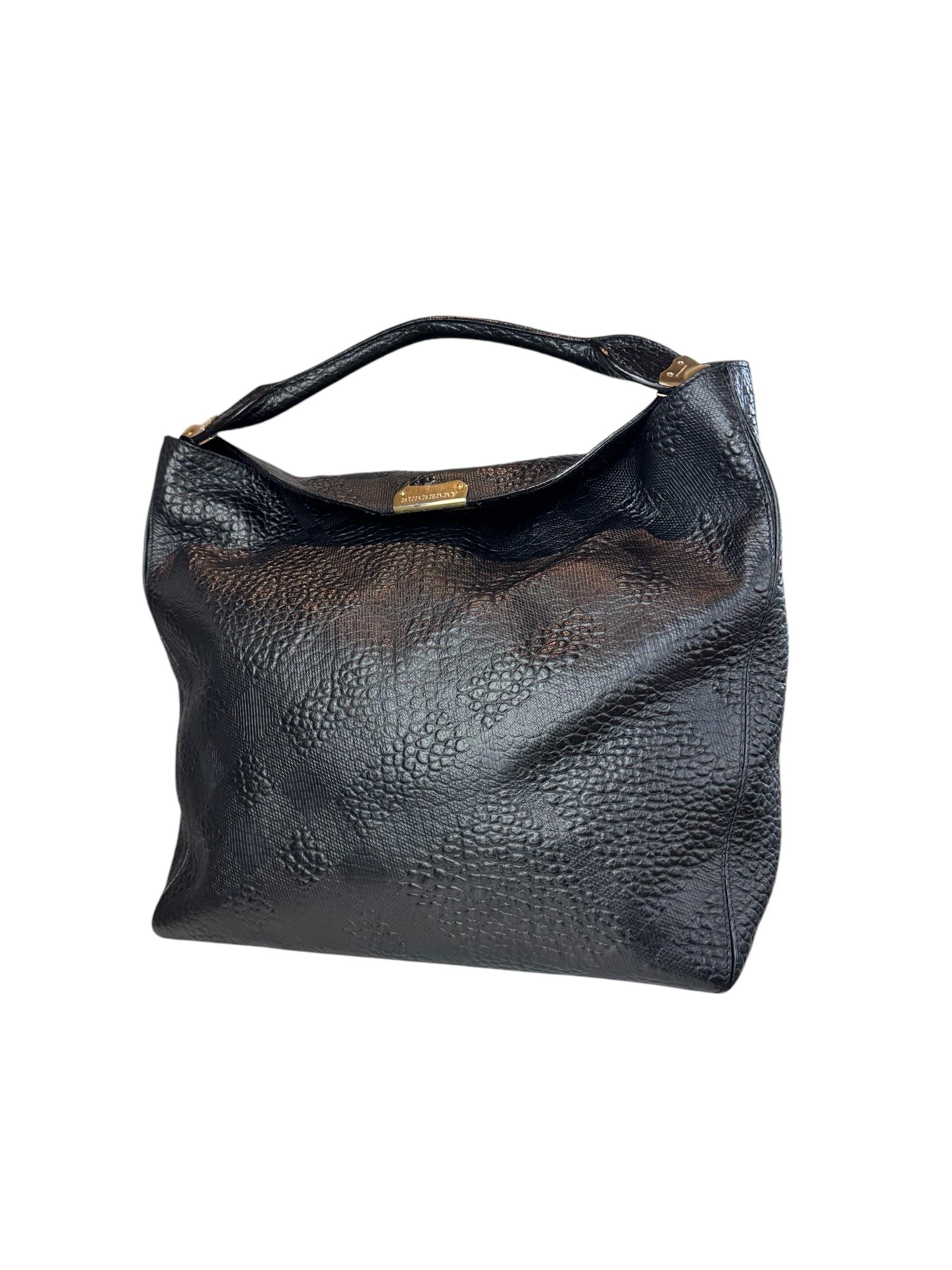 BURBERRY BLACK LEATHER TOTE BAG
