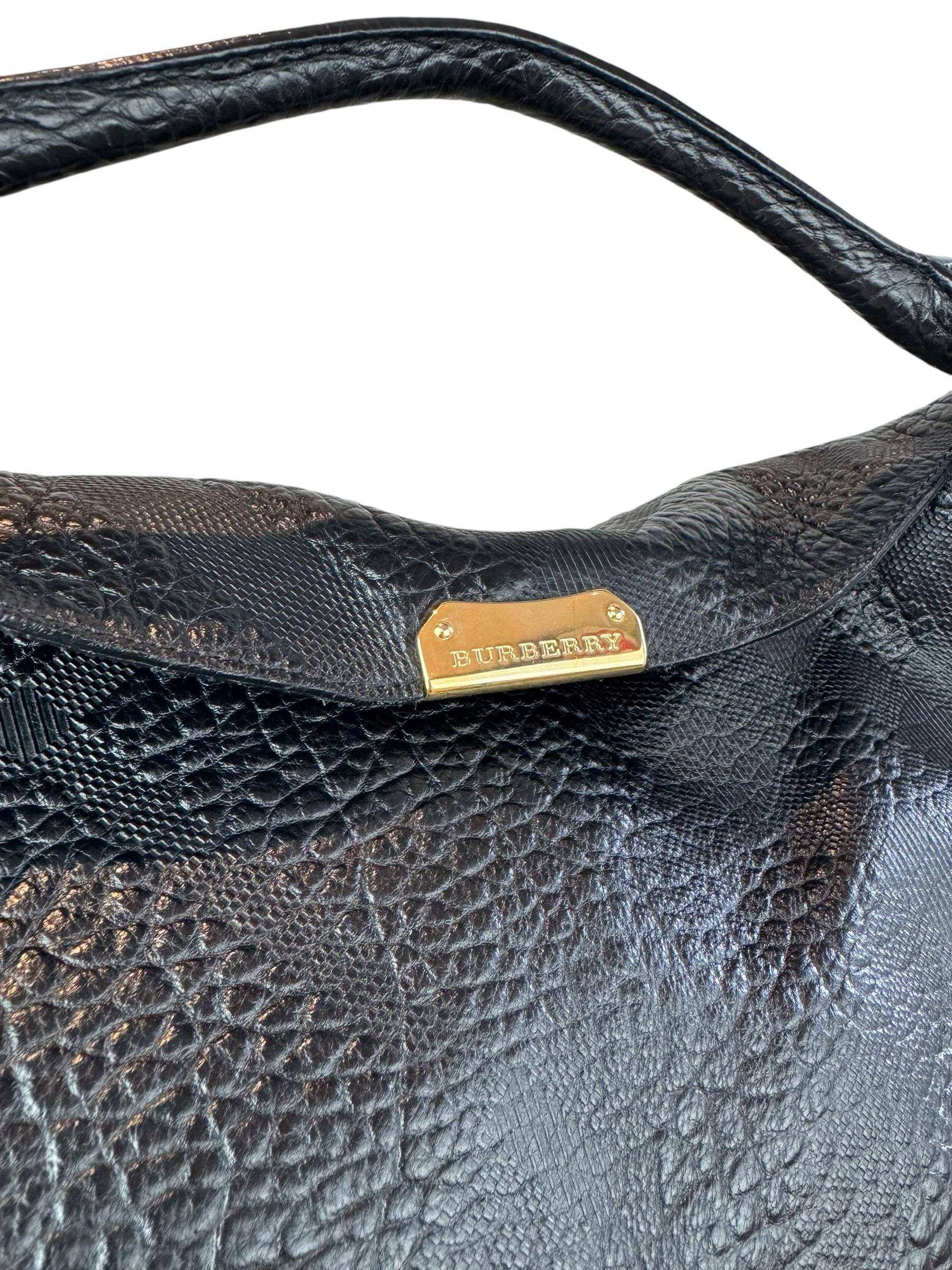 BURBERRY BLACK LEATHER TOTE BAG