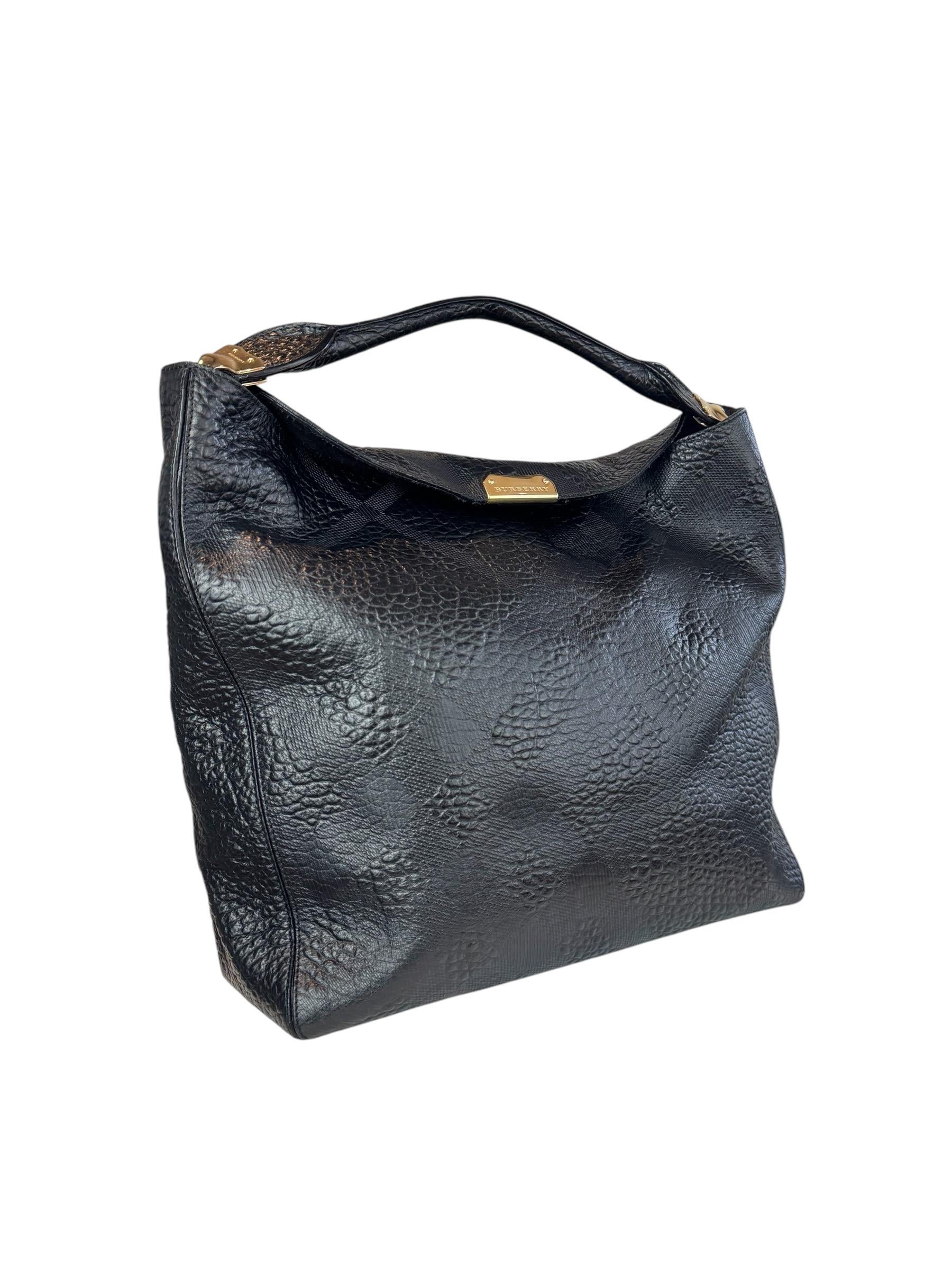 BURBERRY BLACK LEATHER TOTE BAG
