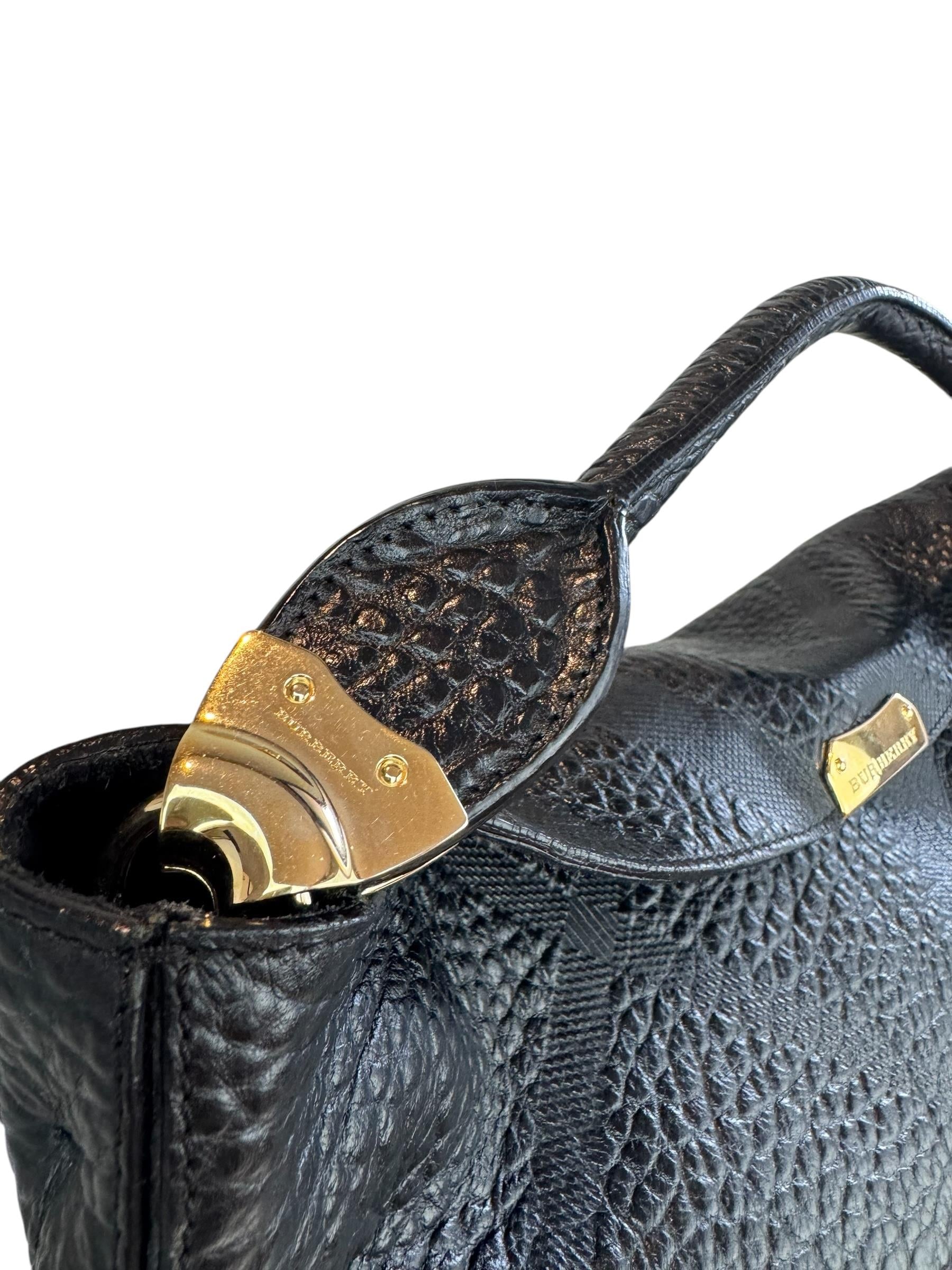 BURBERRY BLACK LEATHER TOTE BAG