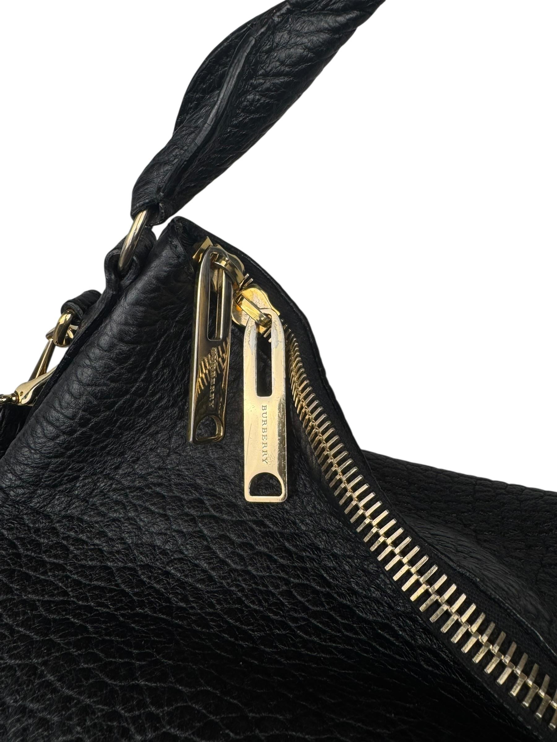 BURBERRY BLACK LEATHER TOTE BAG