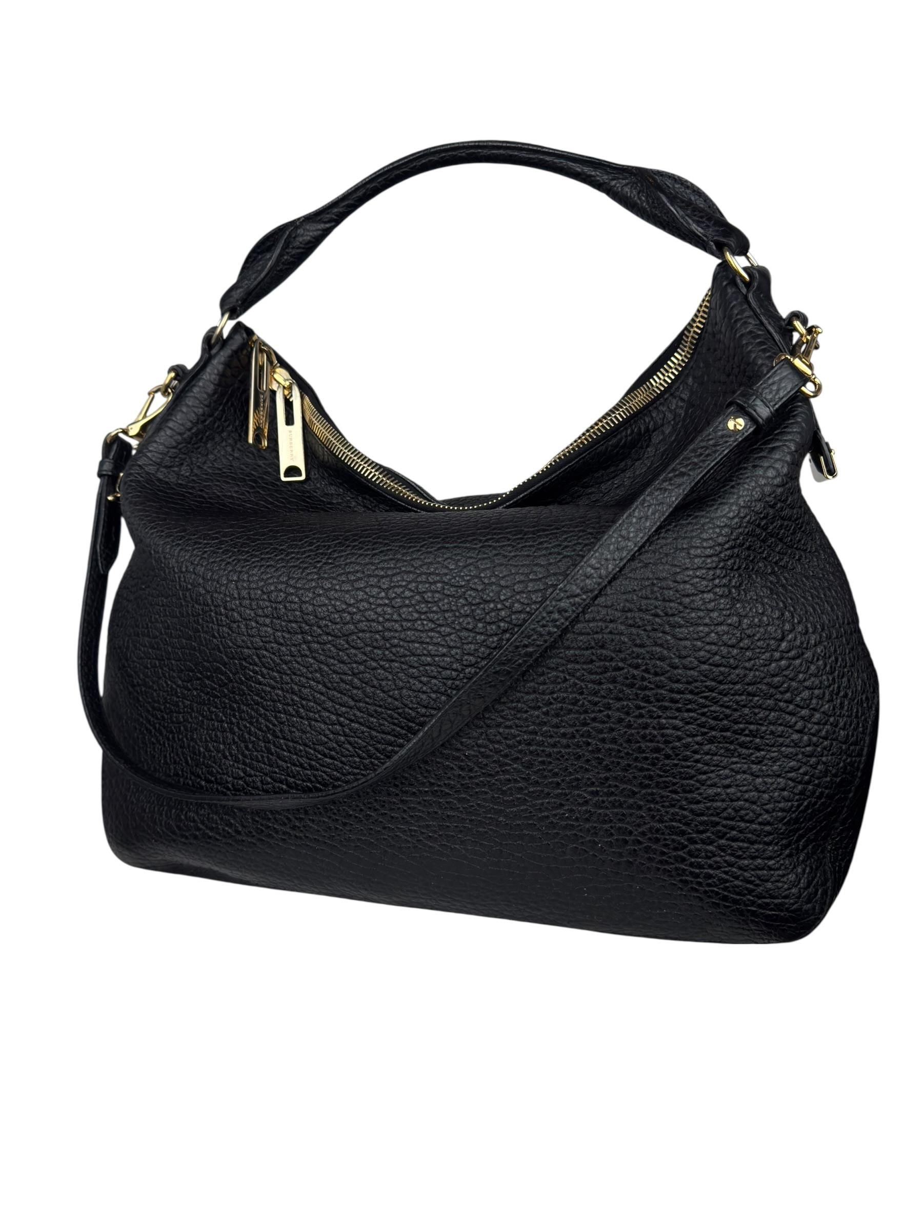 BURBERRY BLACK LEATHER TOTE BAG