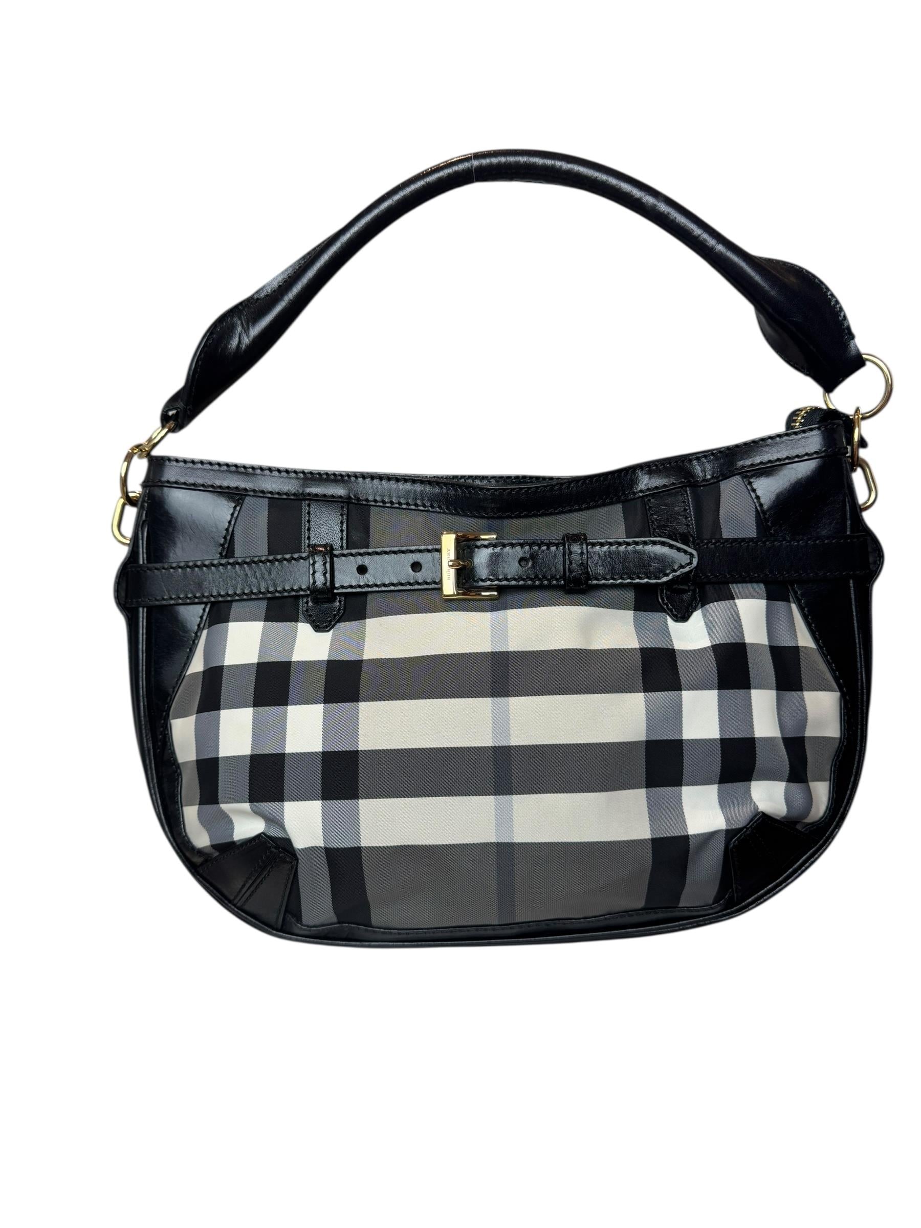 BURBERRY CANVAS NOVA CHECK SHOULDER BAG
