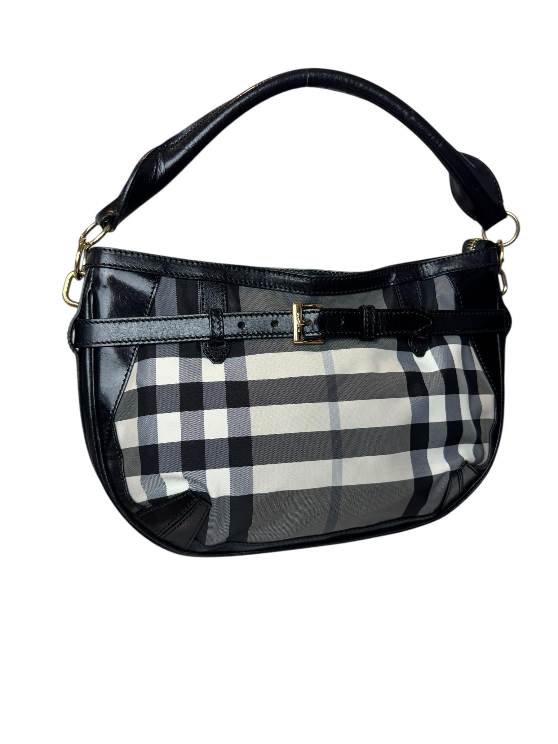 BURBERRY CANVAS NOVA CHECK SHOULDER BAG