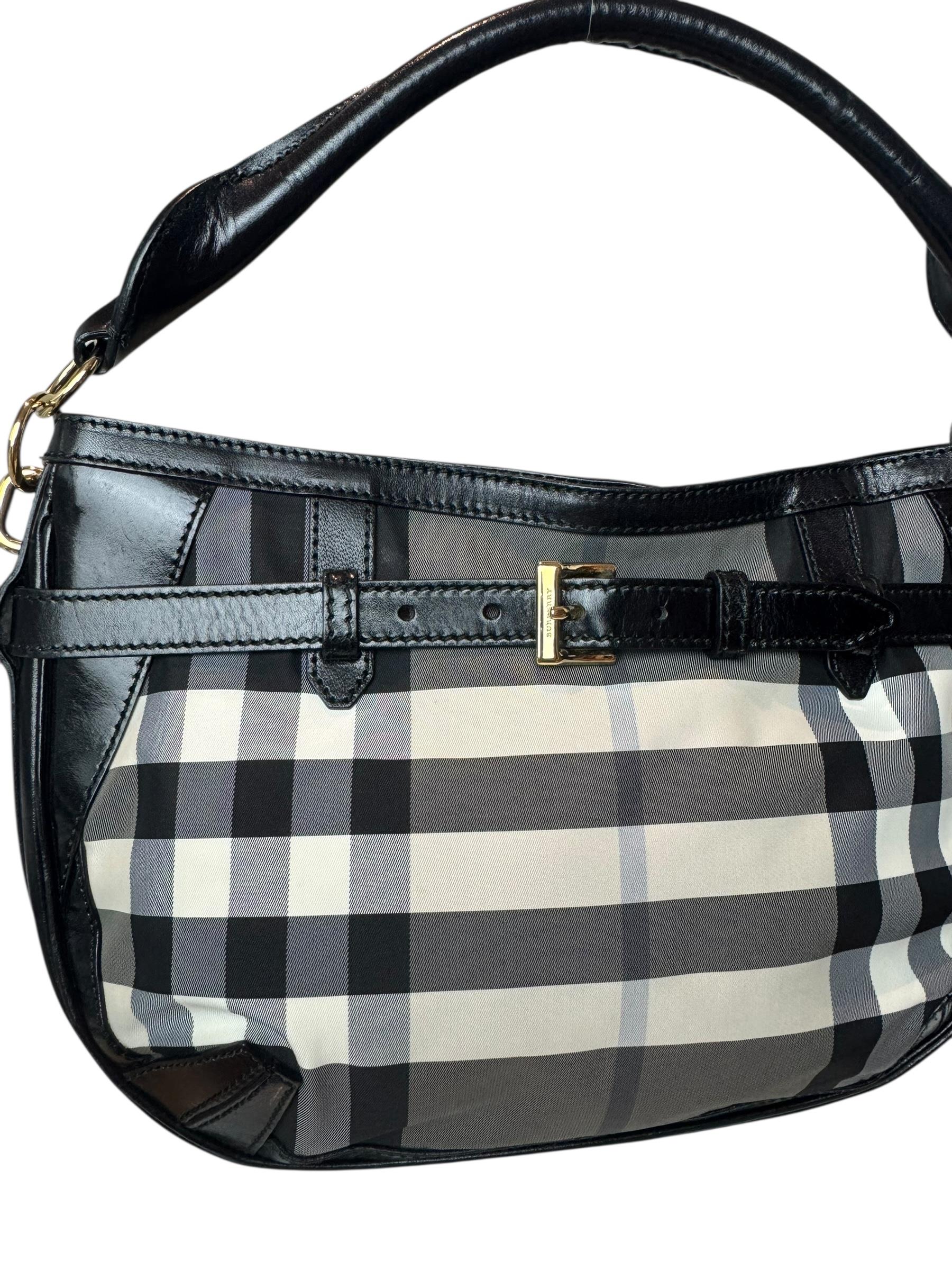 BURBERRY CANVAS NOVA CHECK SHOULDER BAG