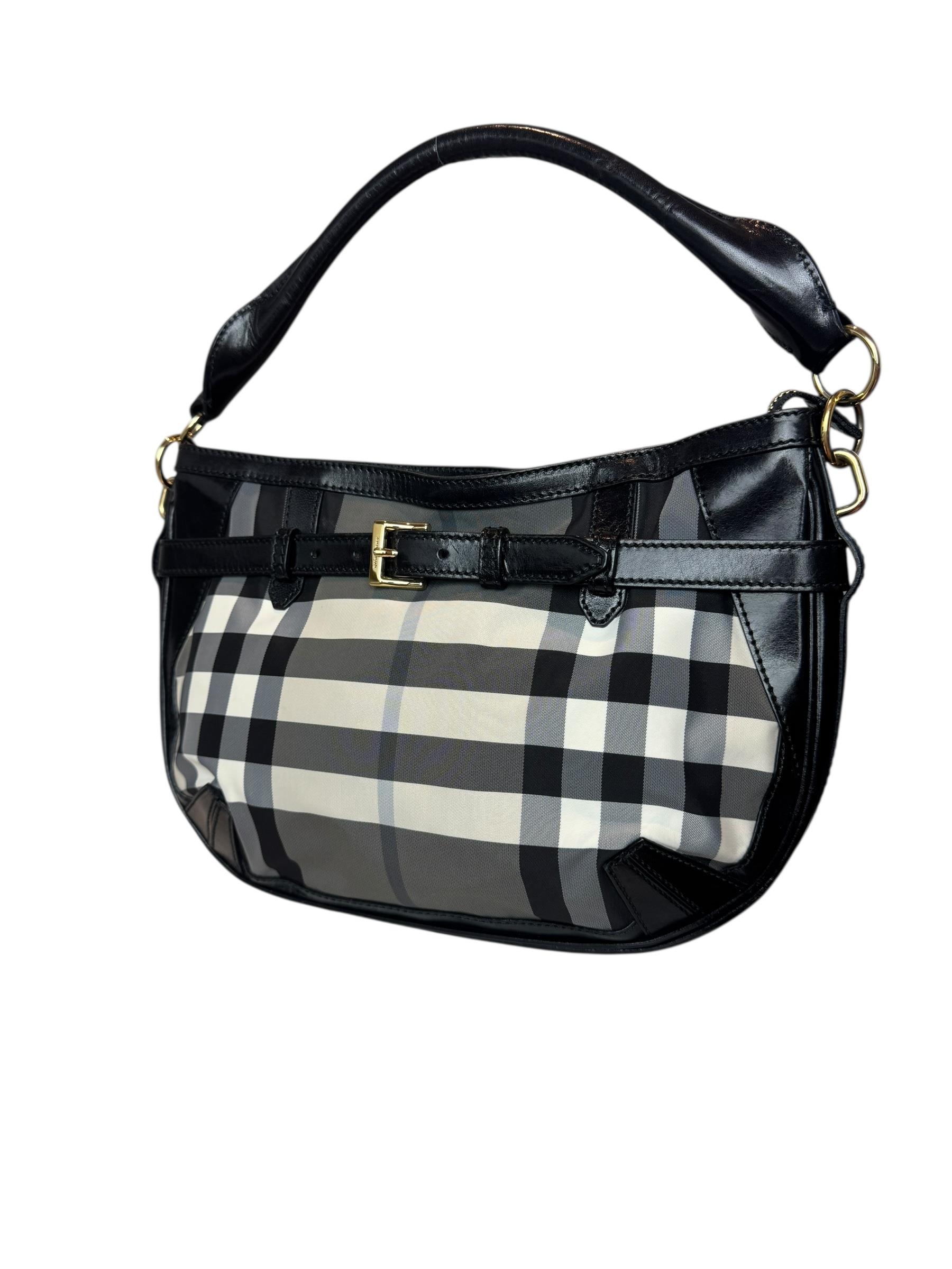 BURBERRY CANVAS NOVA CHECK SHOULDER BAG