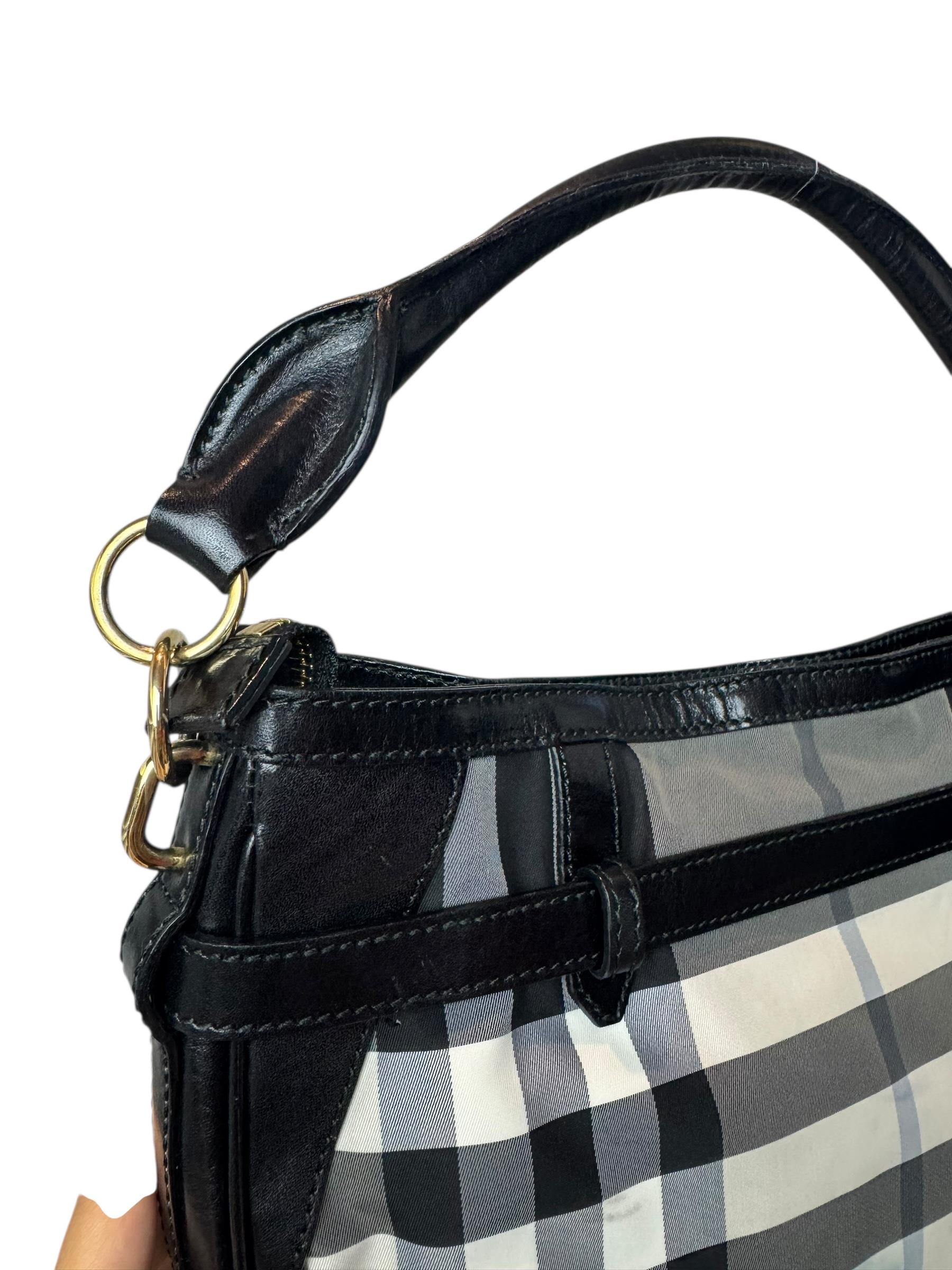 BURBERRY CANVAS NOVA CHECK SHOULDER BAG