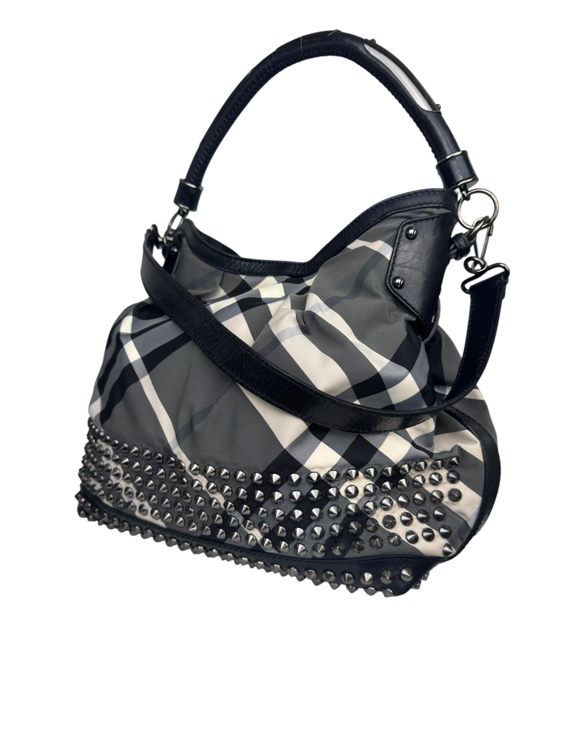 BURBERRY CANVAS STUDDED NOVA CHECK TOTE