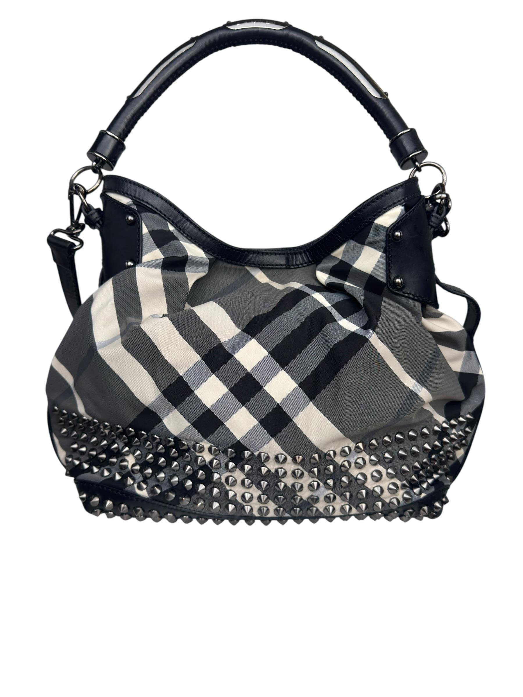 BURBERRY CANVAS STUDDED NOVA CHECK TOTE