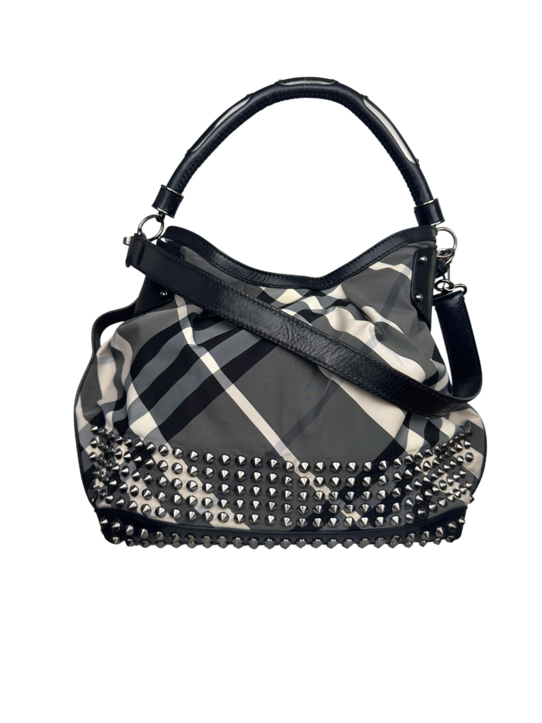 BURBERRY CANVAS STUDDED NOVA CHECK TOTE