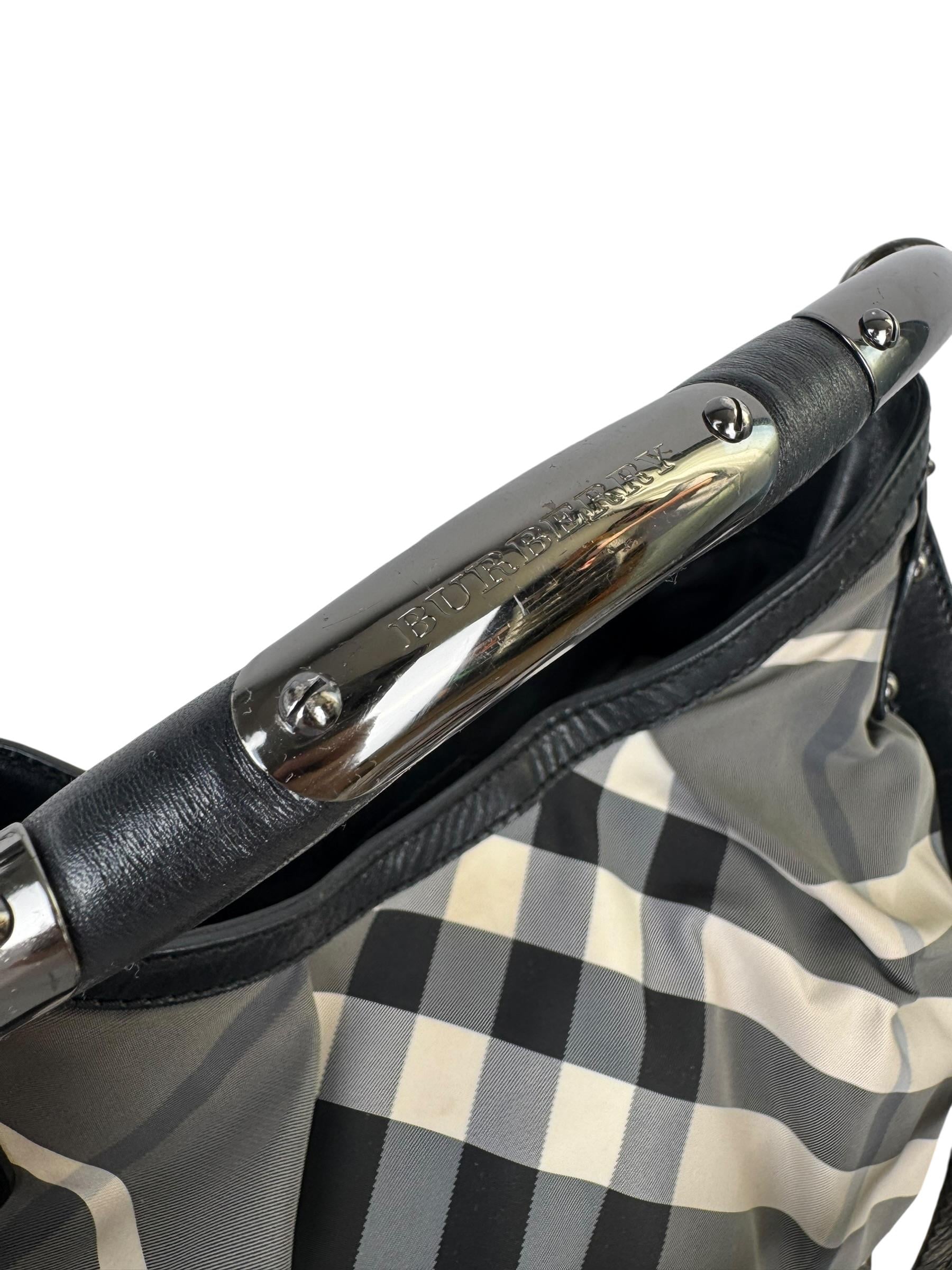 BURBERRY CANVAS STUDDED NOVA CHECK TOTE