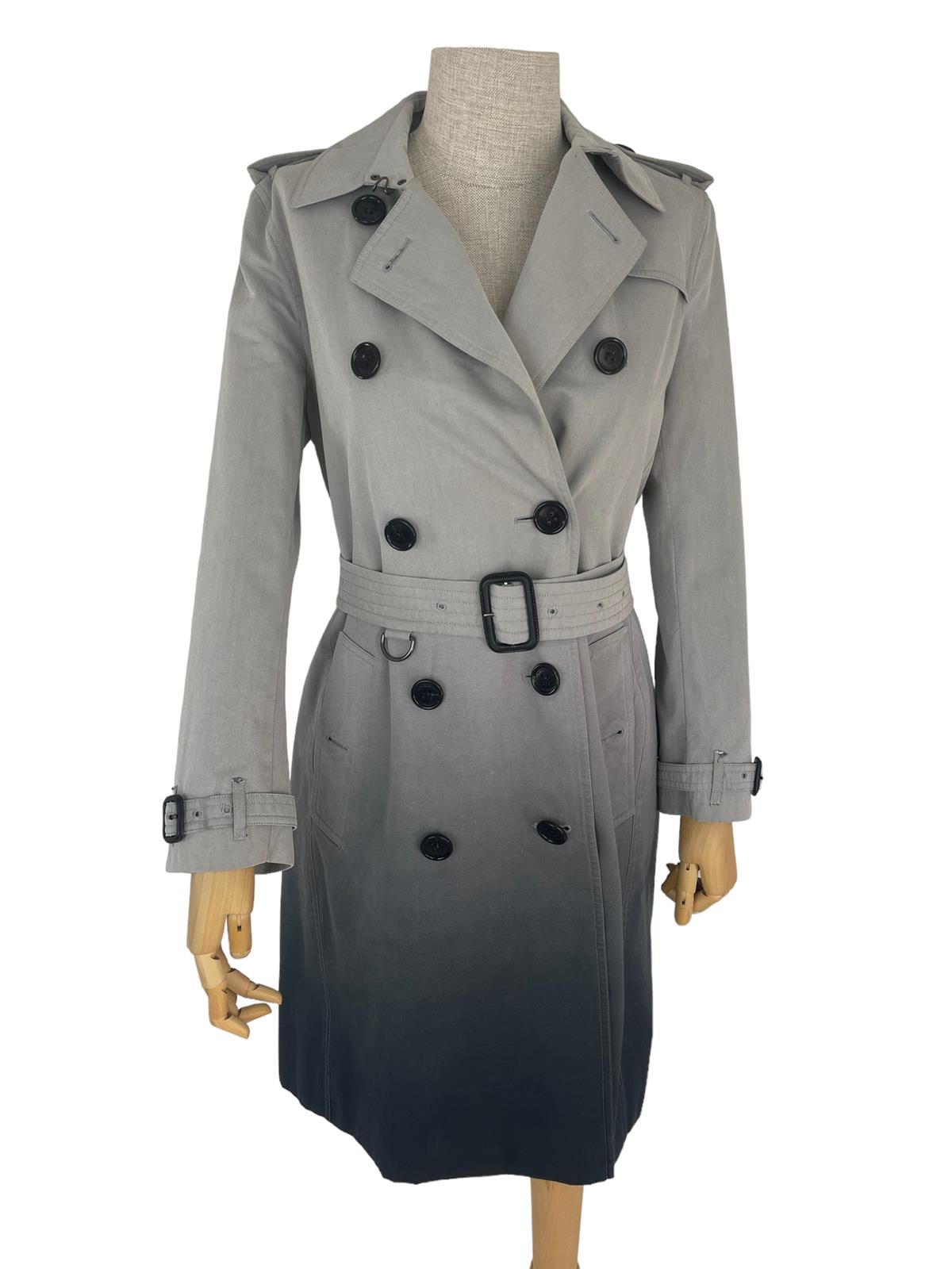 BURBERRY GRAY DOUBLE BREASTED TRENCH COAT