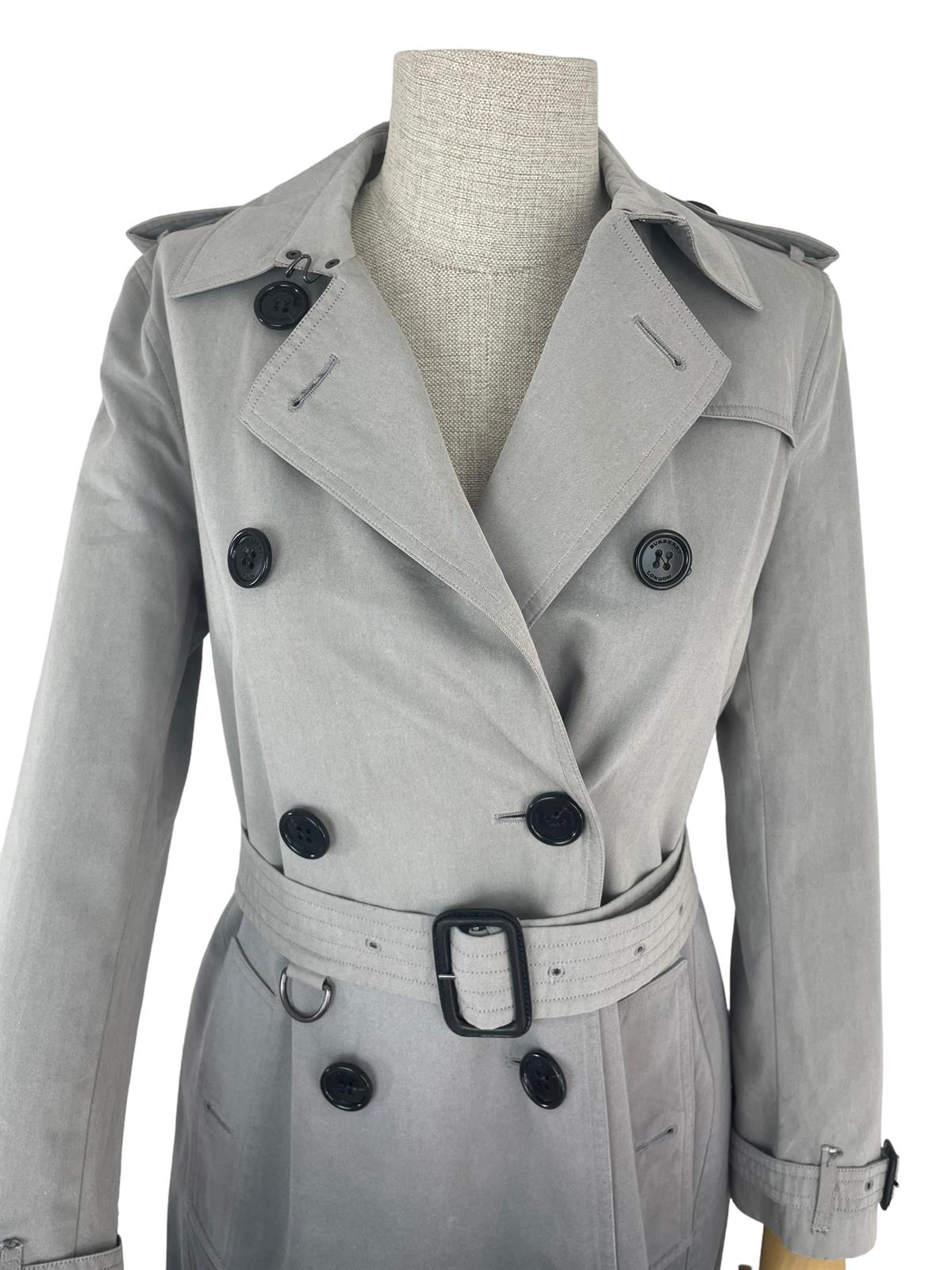 BURBERRY GRAY DOUBLE BREASTED TRENCH COAT